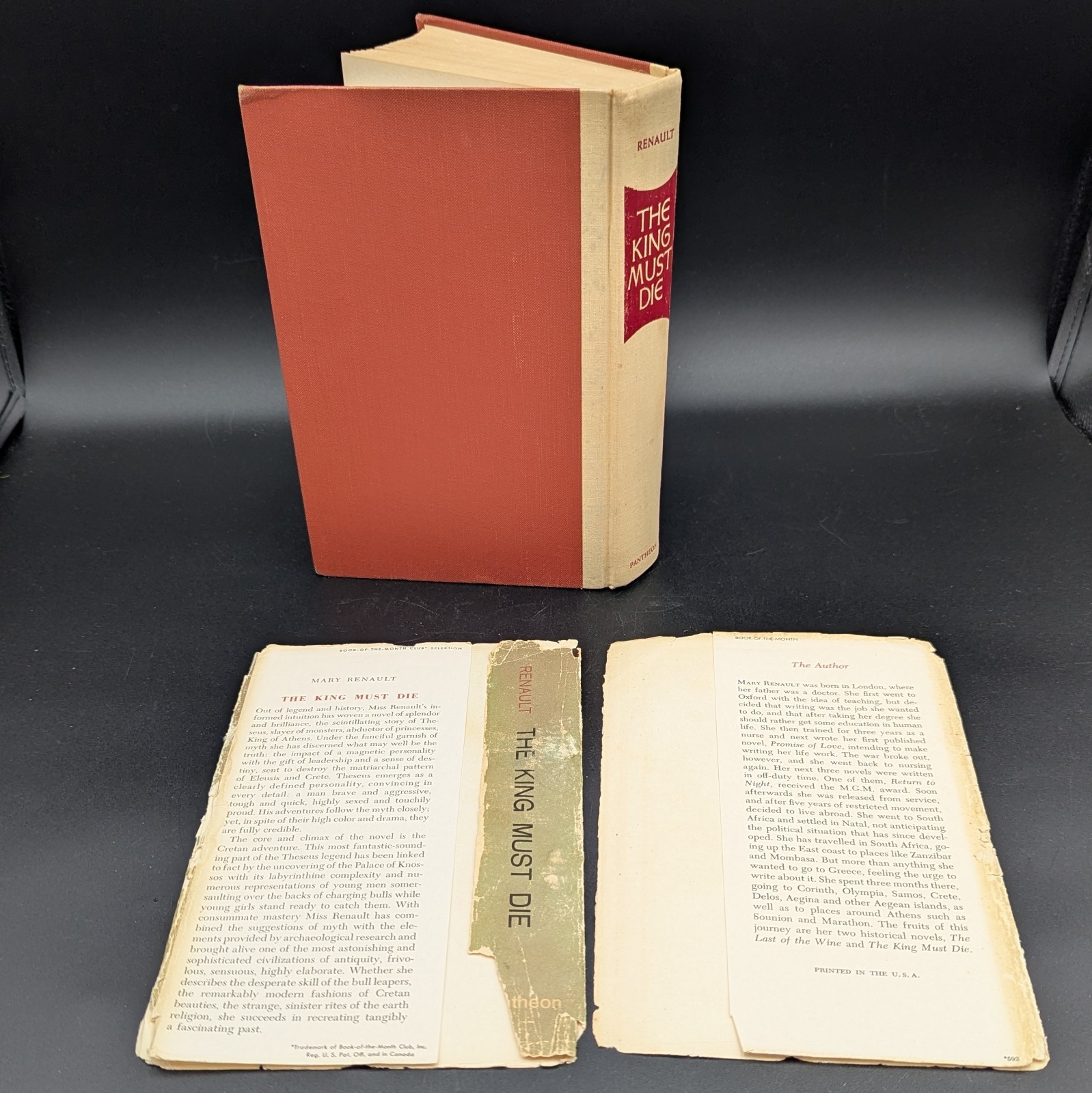 THE KING MUST DIE Mary Renault – Hardcover 1958 First Edition Pantheon Books USA