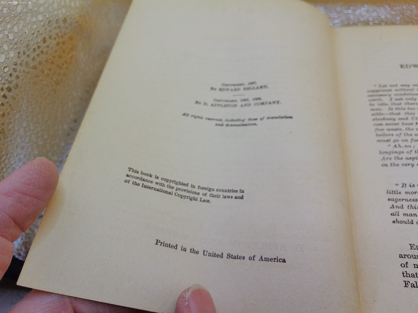 Equality Edward Bellamy 1913 published HB book