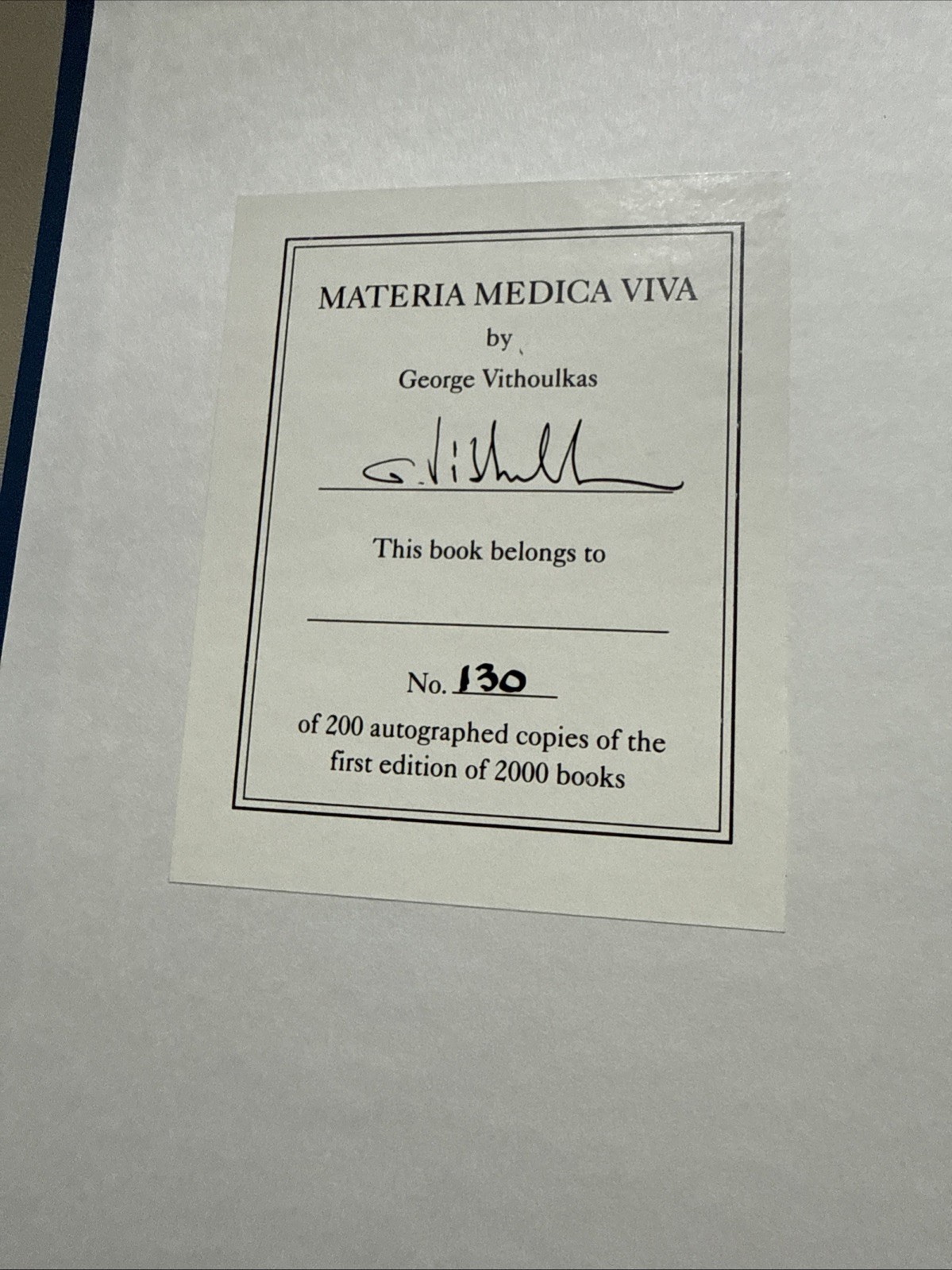 Materia Medica Viva George Vithoulkas 1992 Vol 1 Classical Homeopathy Signed HB