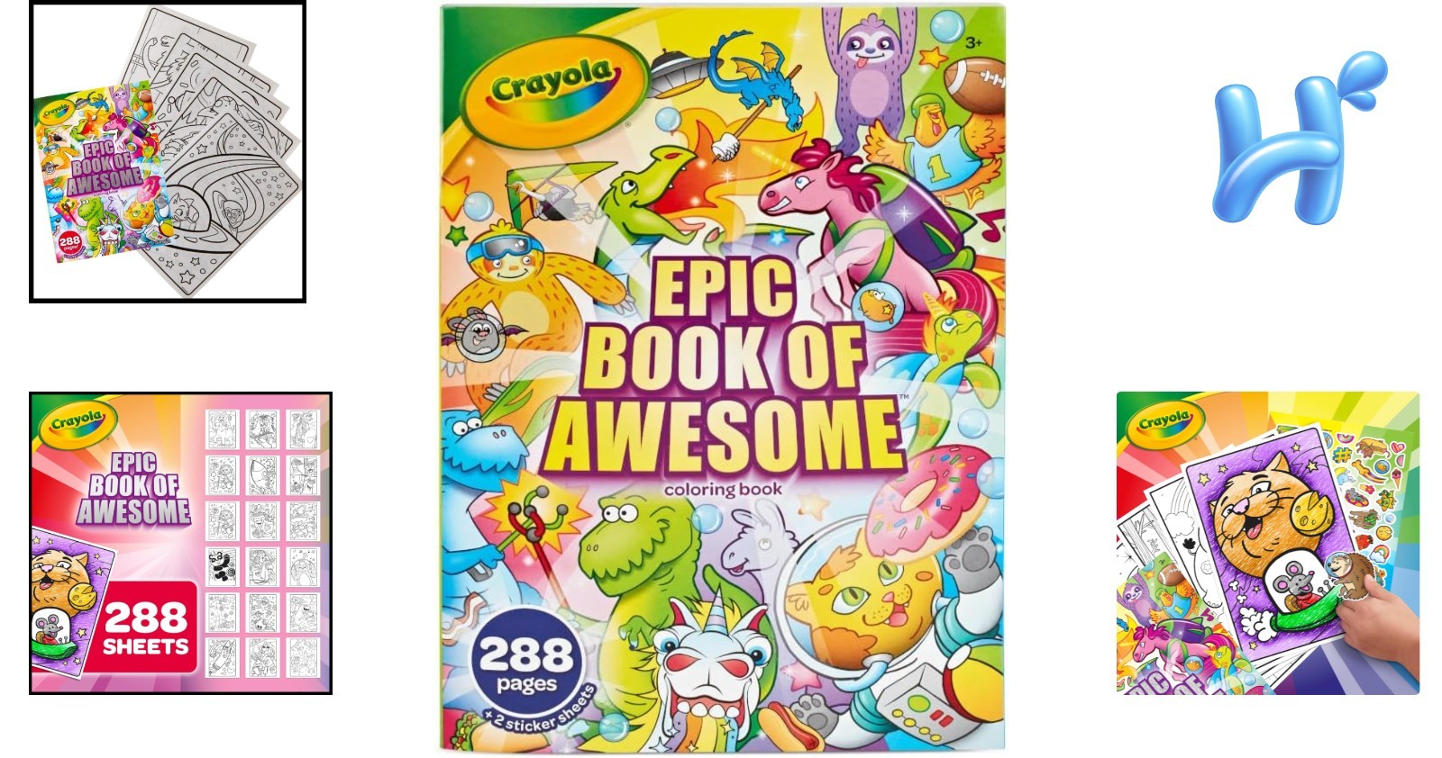 Giant Epic Coloring Book with 288 Pages & Foil Stickers for Creative Kids