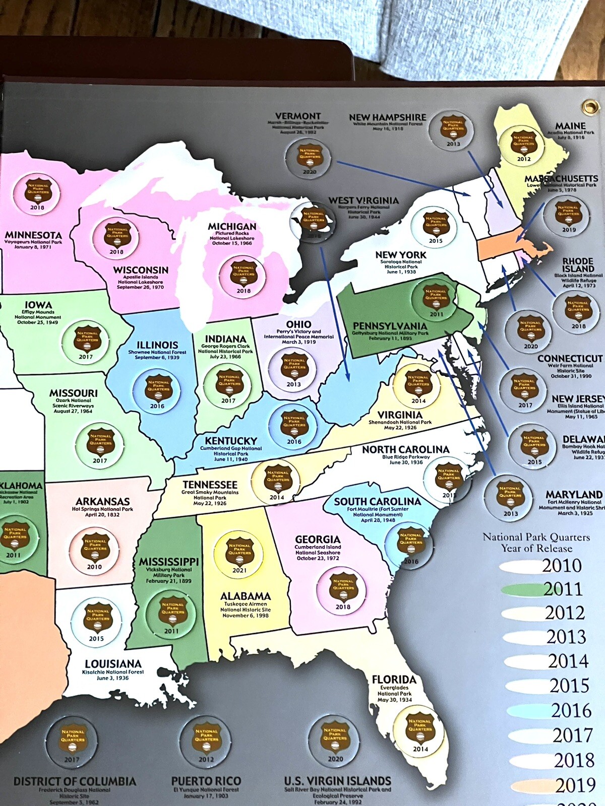 National Park Quarter Collector’s Map-Whitman Publishing-Quarters Not Included*
