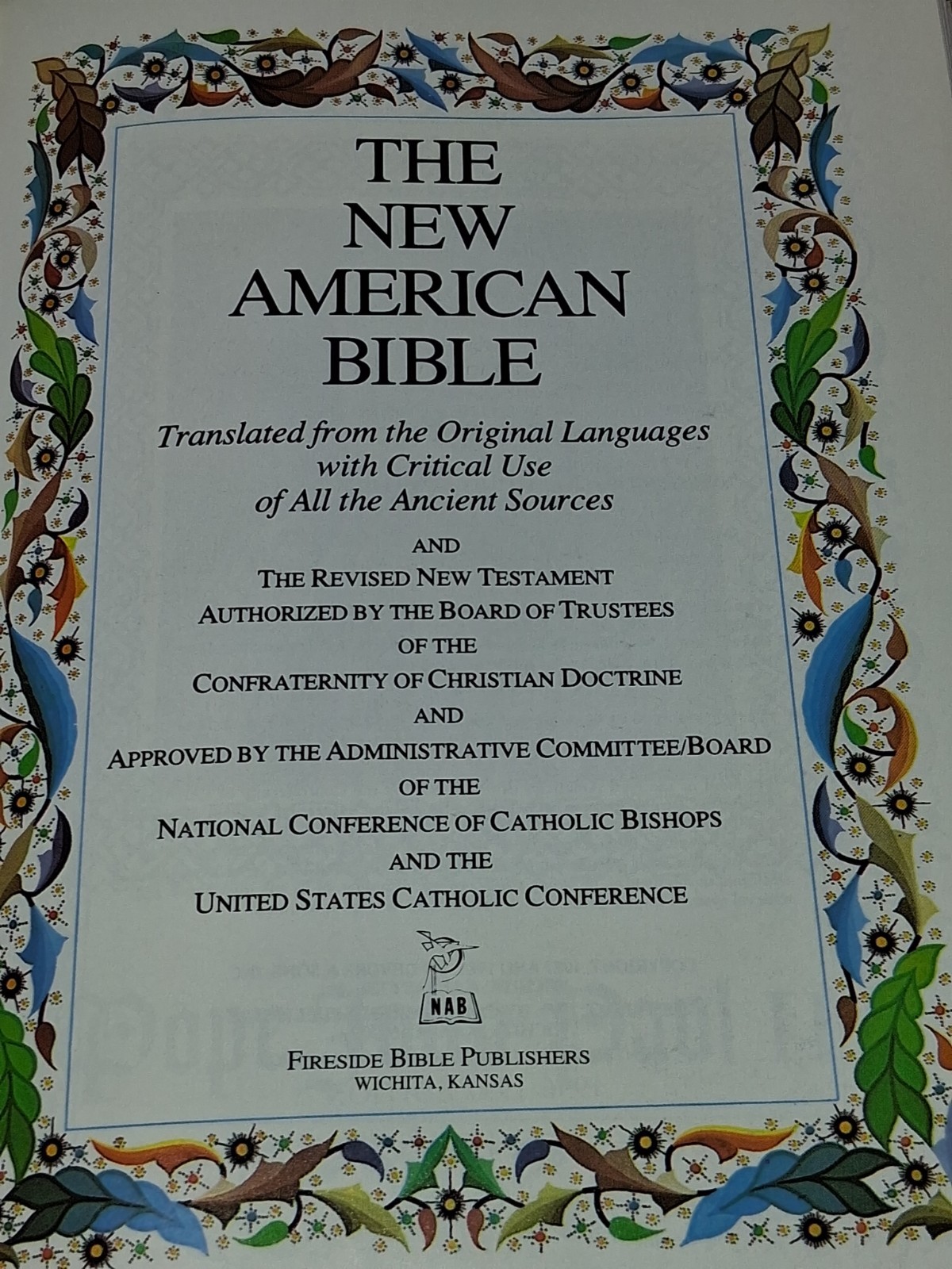 The New American Bible Fireside Catholic Study Edition NAB Leather Cover