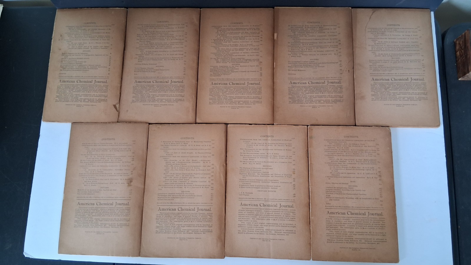 Rare Antiquarian Chemical Journal Set Ira Remsen 1898 Vol 20 No 1 2345679 10