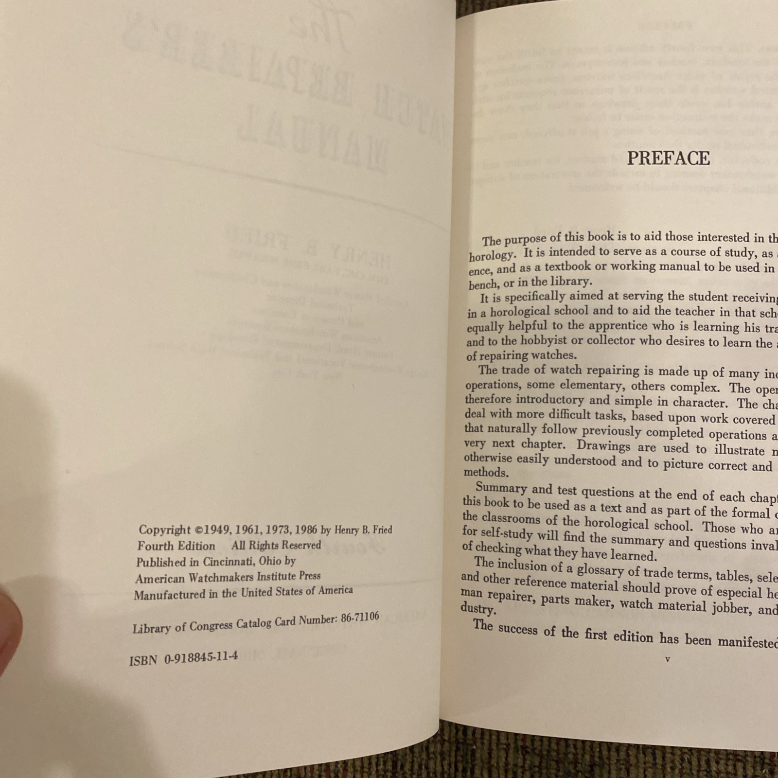 The Watch Repairer’s Manual- Like New!
