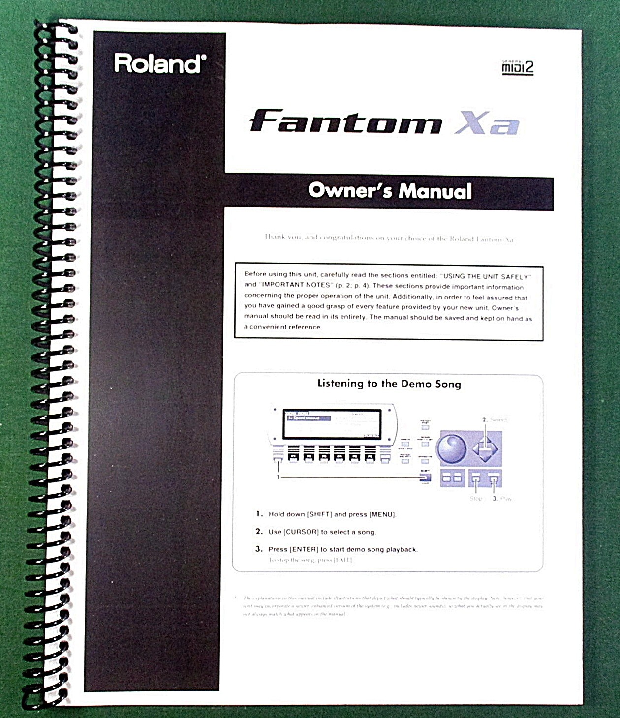 Roland Fantom XA Owner’s Instruction Manual: 264 Pages & Protective Covers!