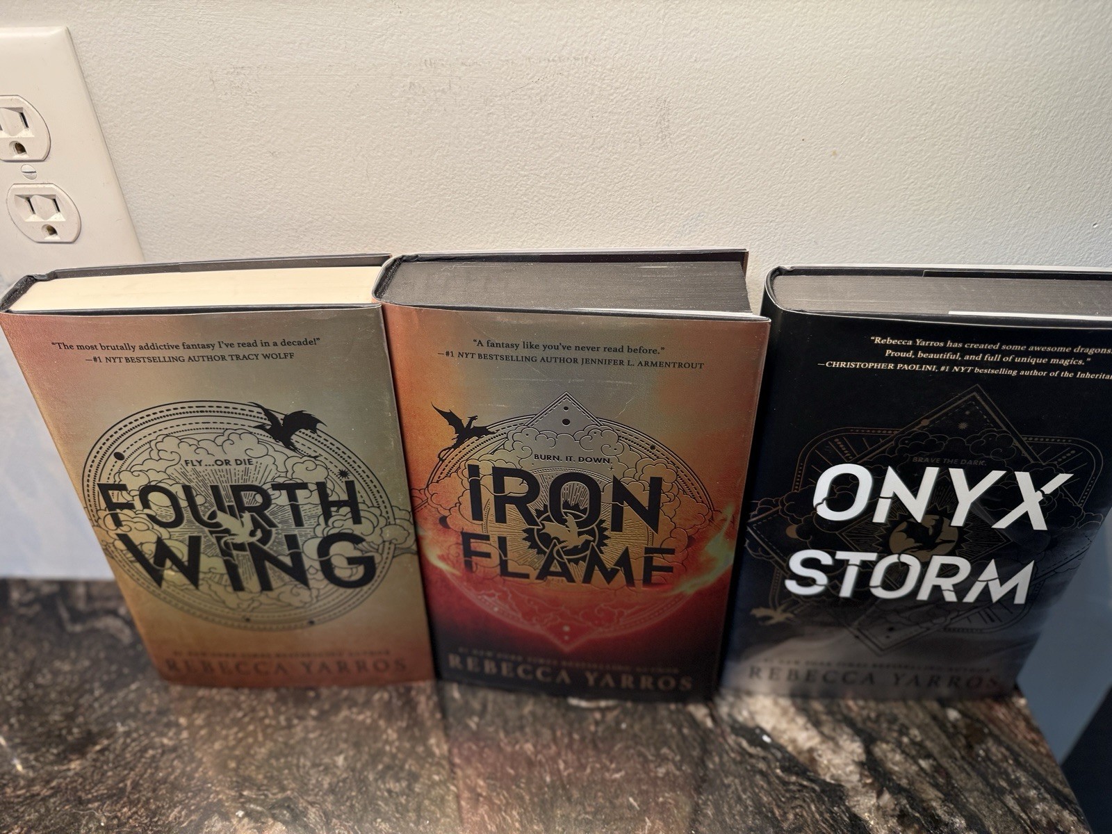 Rebecca Yarros Fourth Wing, Iron Flame, Onyx Storm – Hardcover Book Lot Of 3