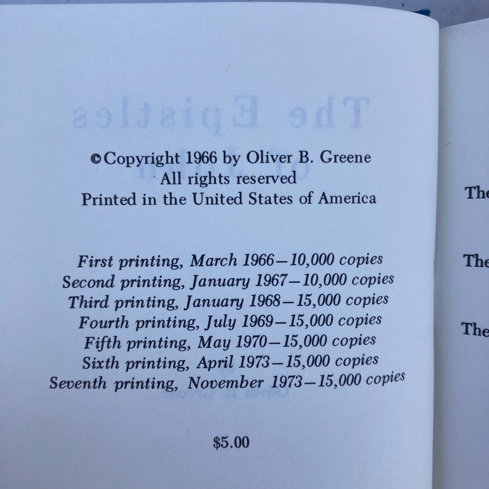 Epistles of John by Oliver Greene 1966 Hardcover