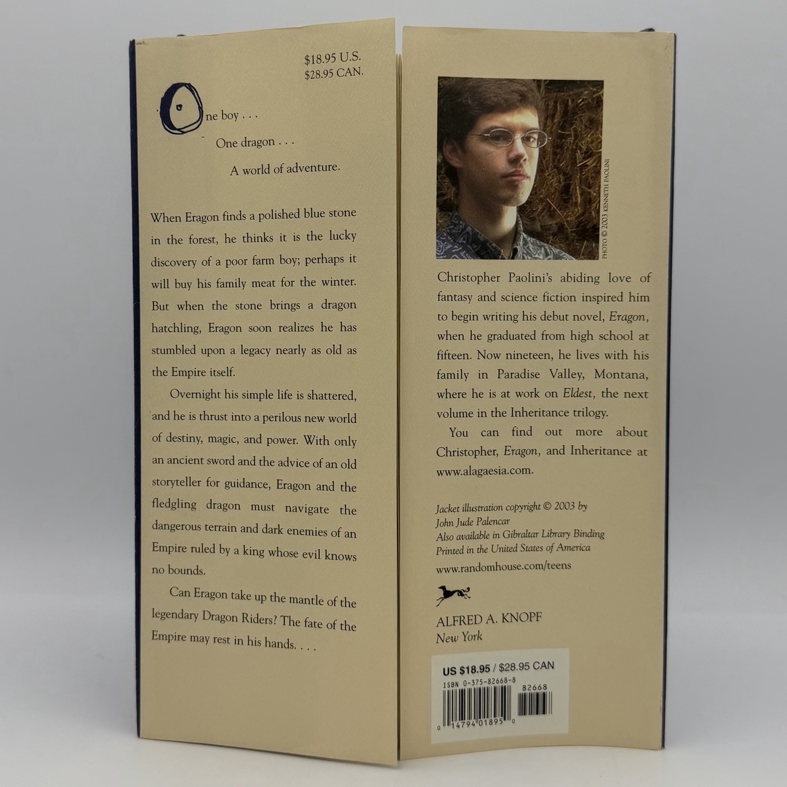 Eragon – Christopher Paolini (1st edition thus, 1st print) Alfred A. Knopf, 2003