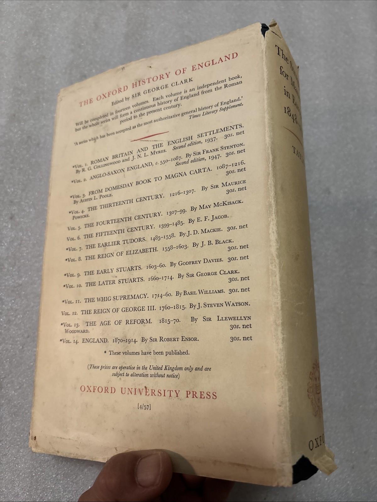 The Struggle for Mastery in Europe 1848-1918 by A.J.P. Taylor 1957 Hardcover