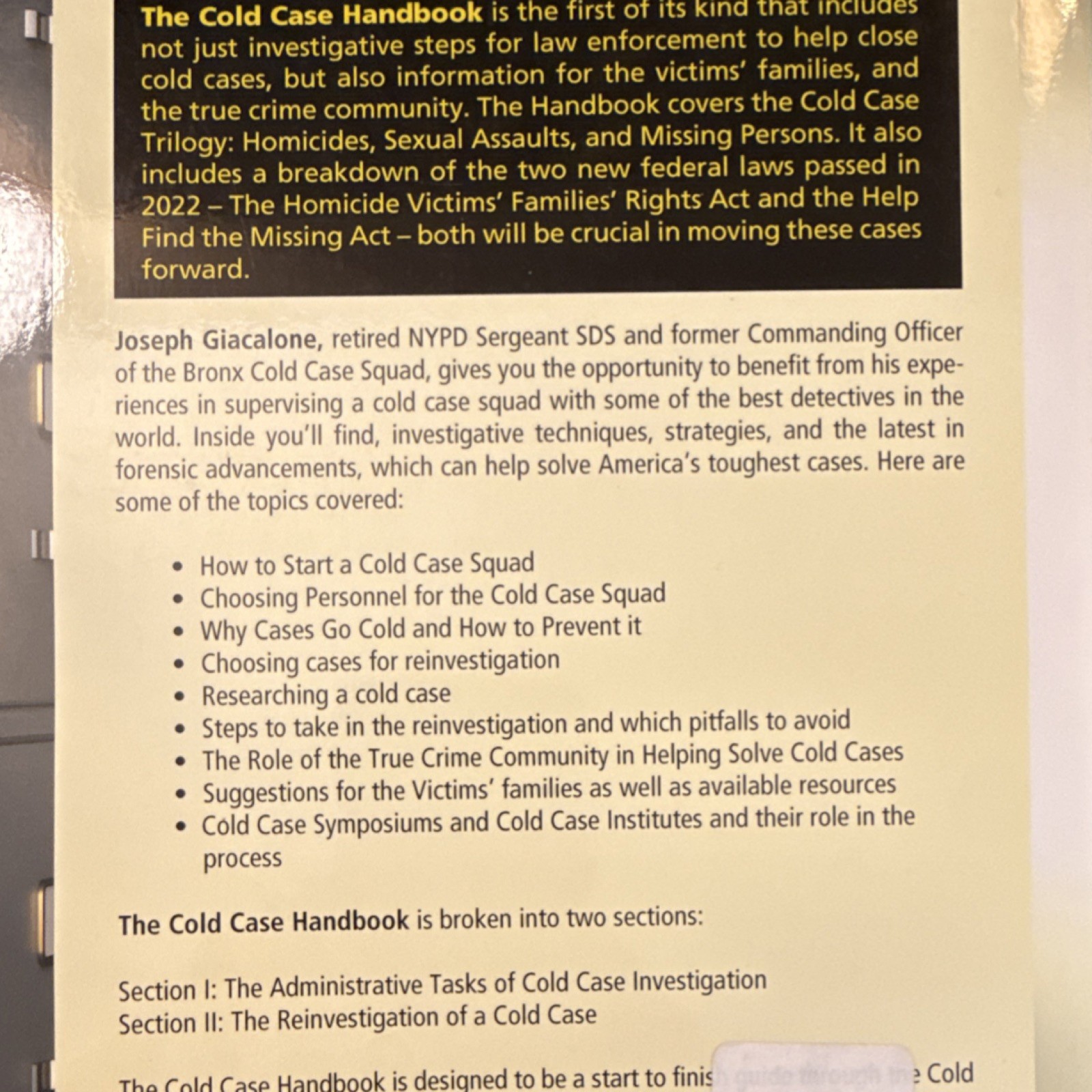 The Cold Case Handbook by Joseph L. Giacalone, Paperback, Blue360 Media