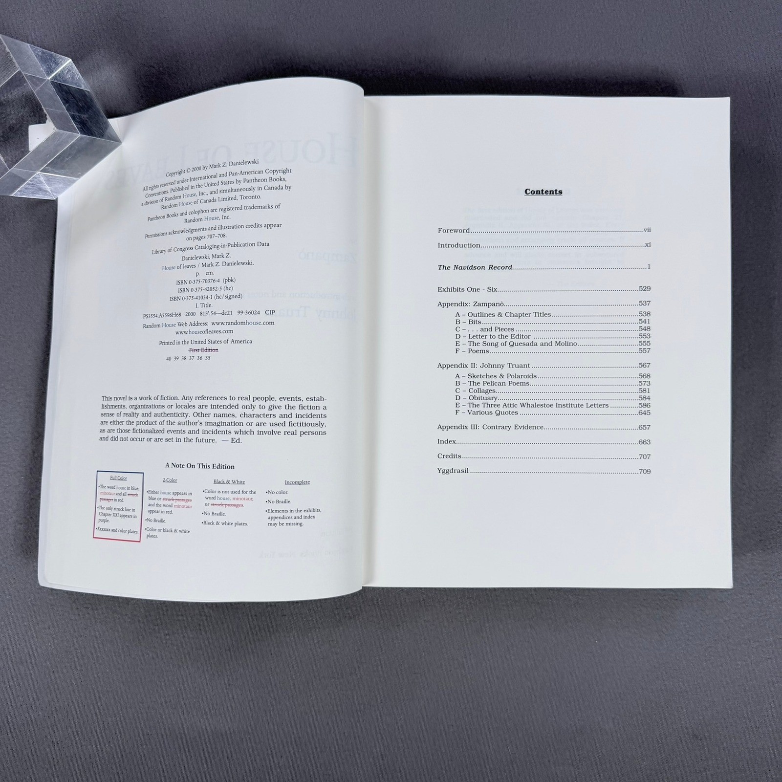 Mark Z. Danielewski House of Leaves Paperback 2000 Full-Color Edition Horror
