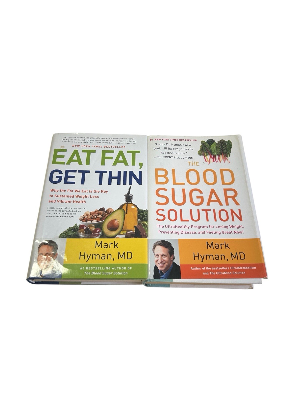 Mark Hyman MD 2 Book Set HC Eat Fat Get Thin & The Blood Sugar Solution Diet