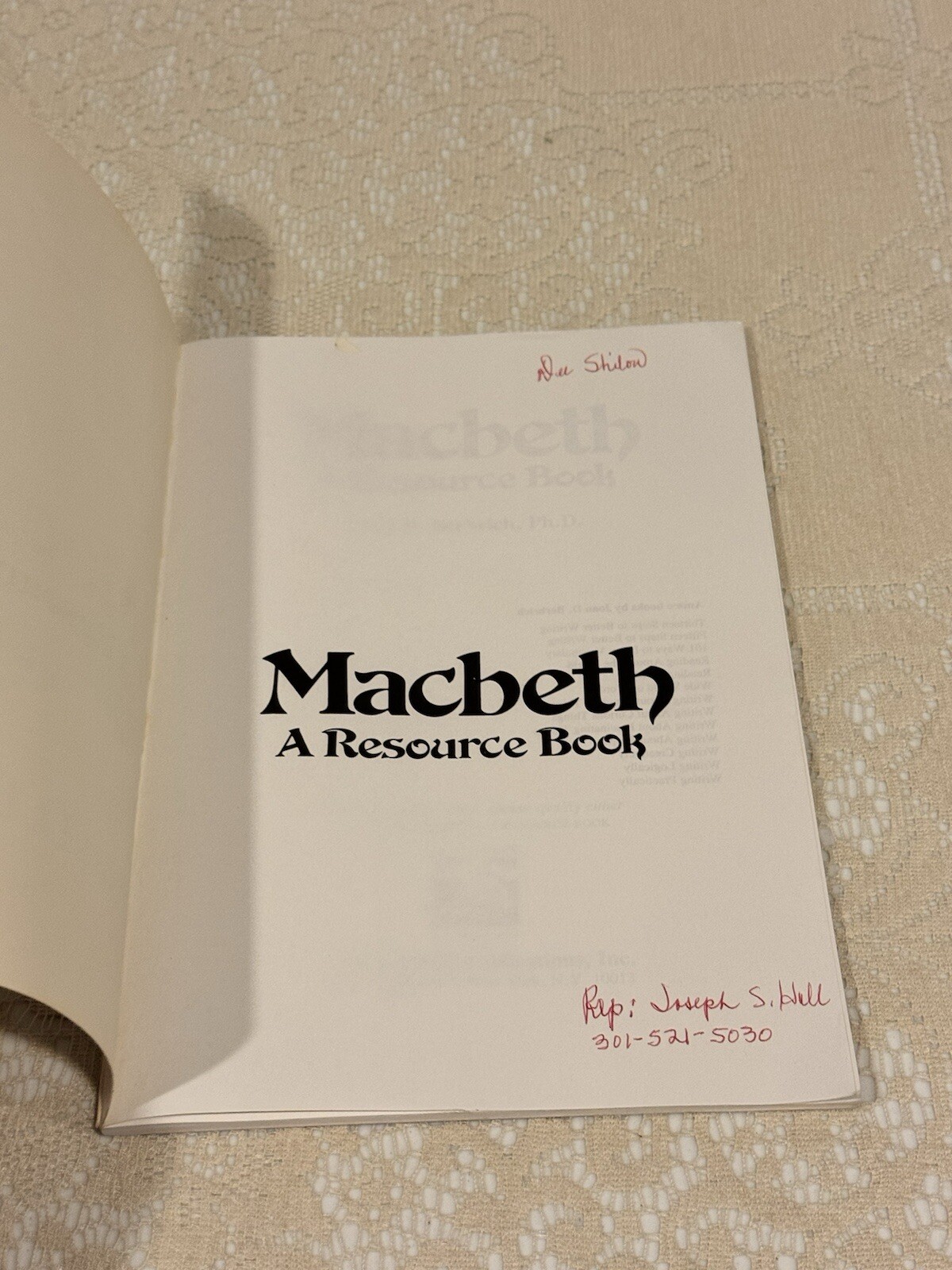 MACBETH A RESOURCE BOOK by Joan D. Berbrich – Amsco R 484 W Paperback 1988