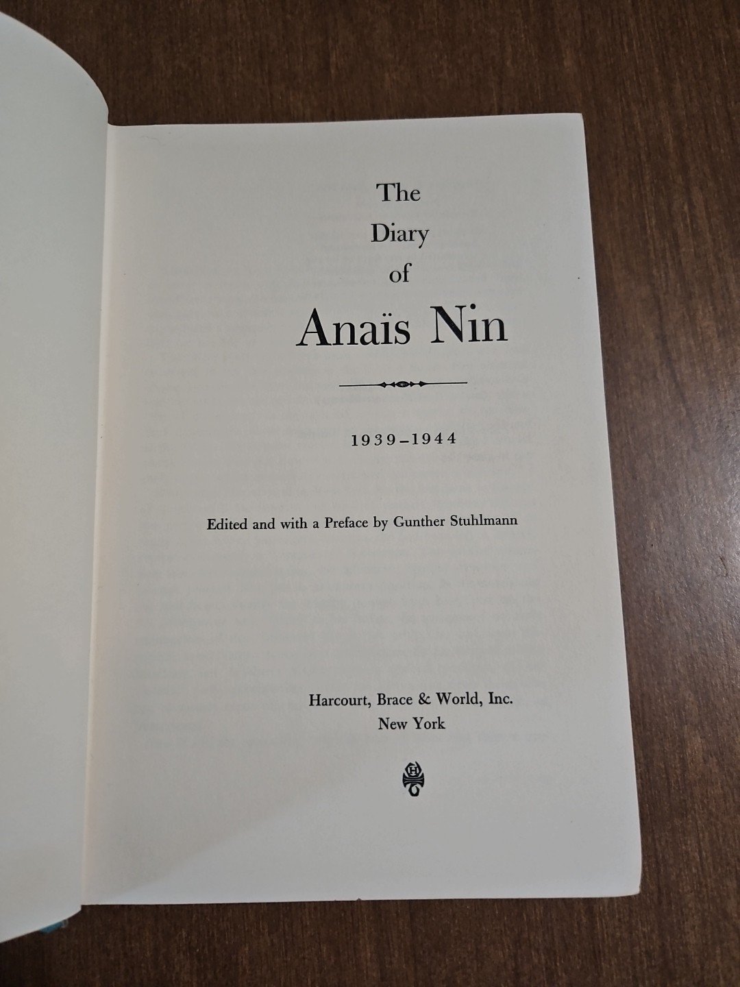 Diary of Anais Nin 1939-1944 by Anaïs Nin Edited by Gunther Stuhlmann