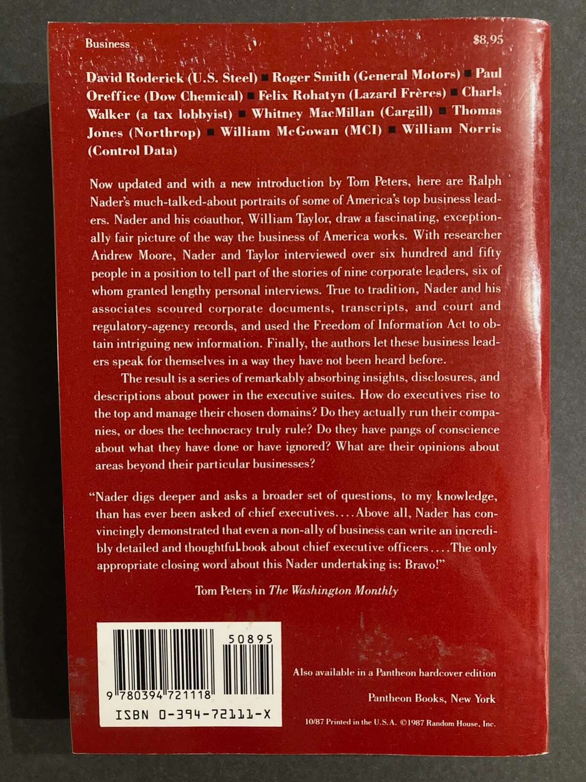 SIGNED Ralph Nader The Big Boys 1ST Power & Position in American Business Taylor
