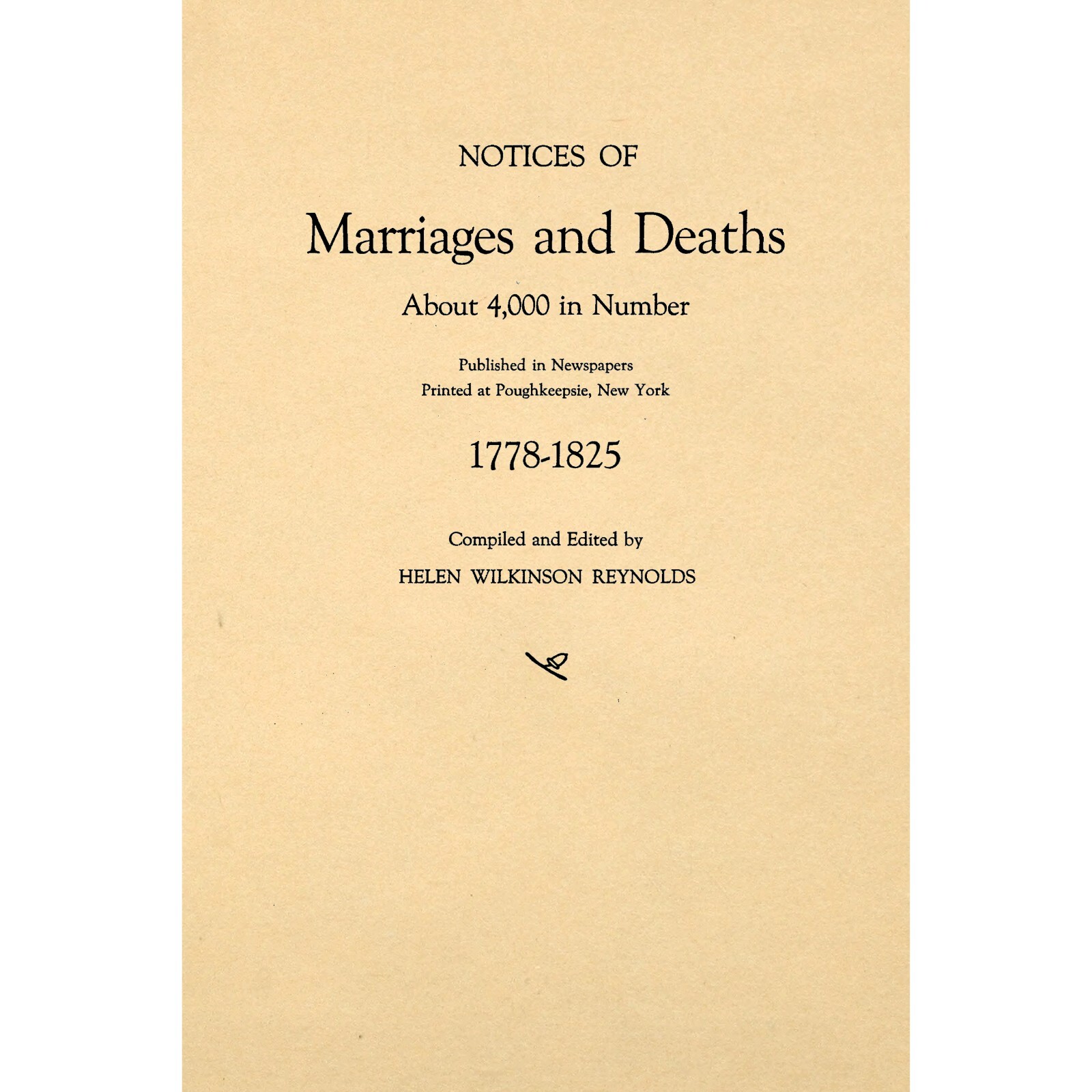 Marriages and Deaths, Dutchess County, New York, 1778 – 1825