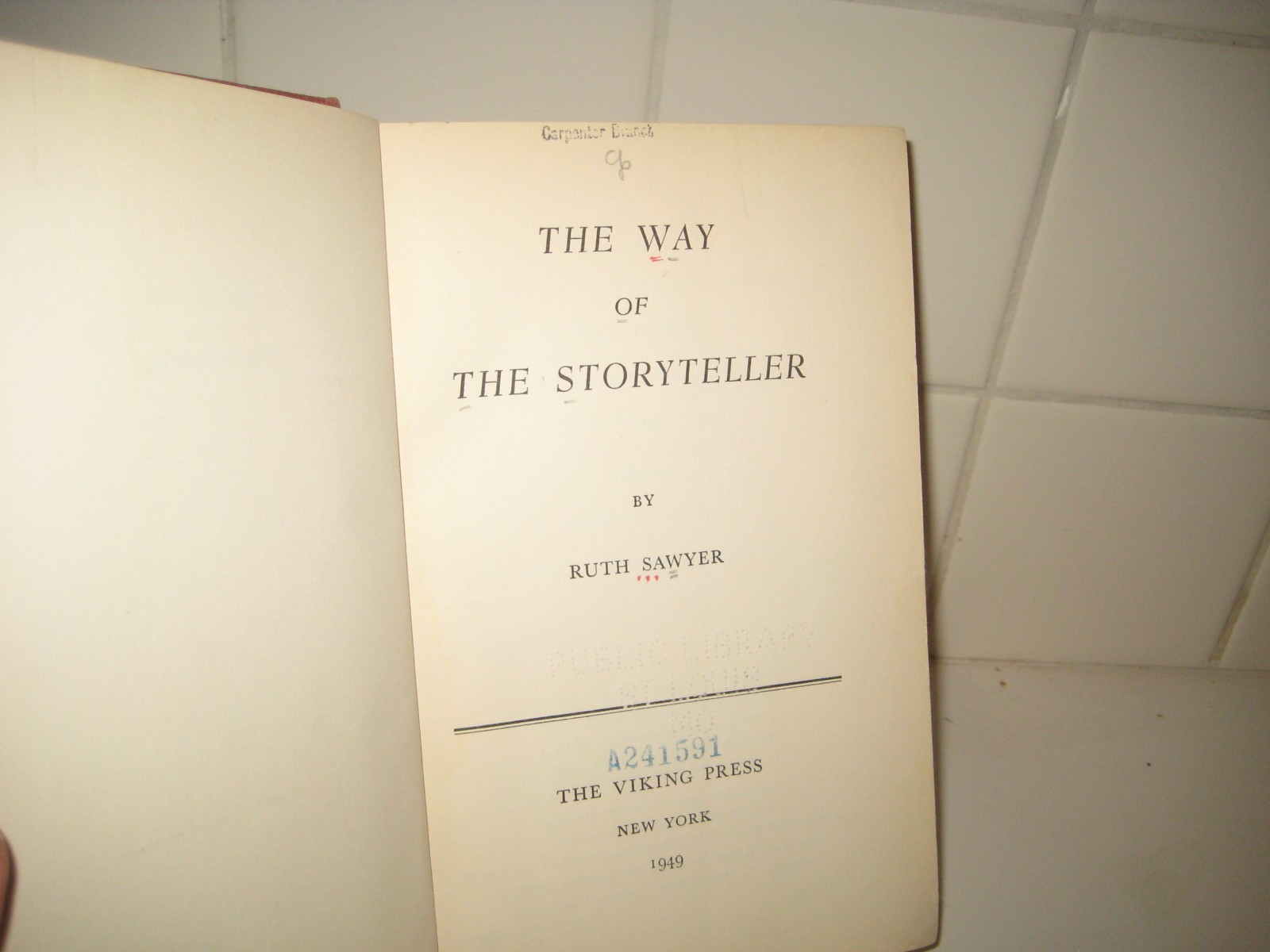 Way of the Storyteller/ Ruth Sawyer/ hardback/ vintage/1942/ 1949/Viking Press
