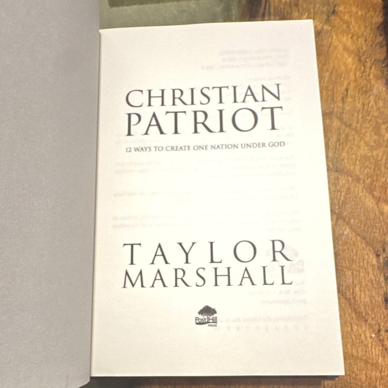 Taylor Marshall Christian Patriot HC Nonfiction Christianity Post Hill w/ DJ