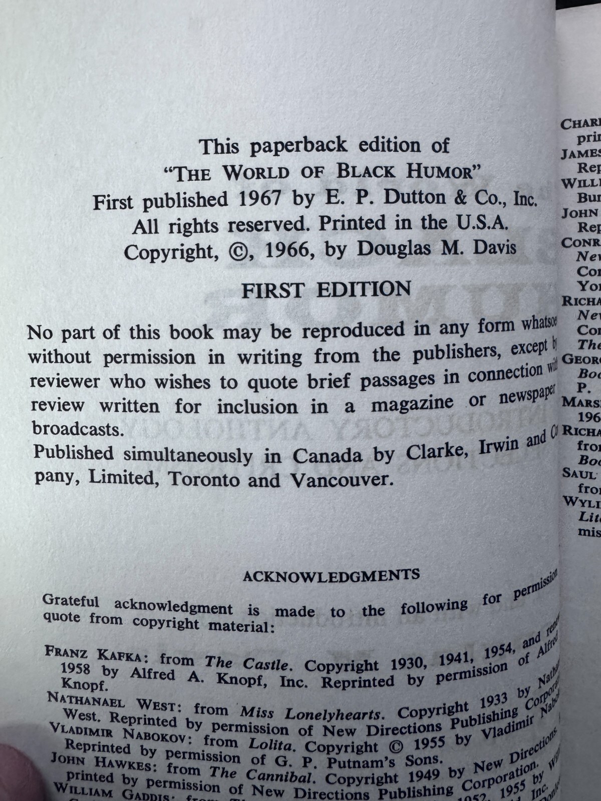 The World of Black Humor – Doublas M. Davis 1967 1st Edition Paperback
