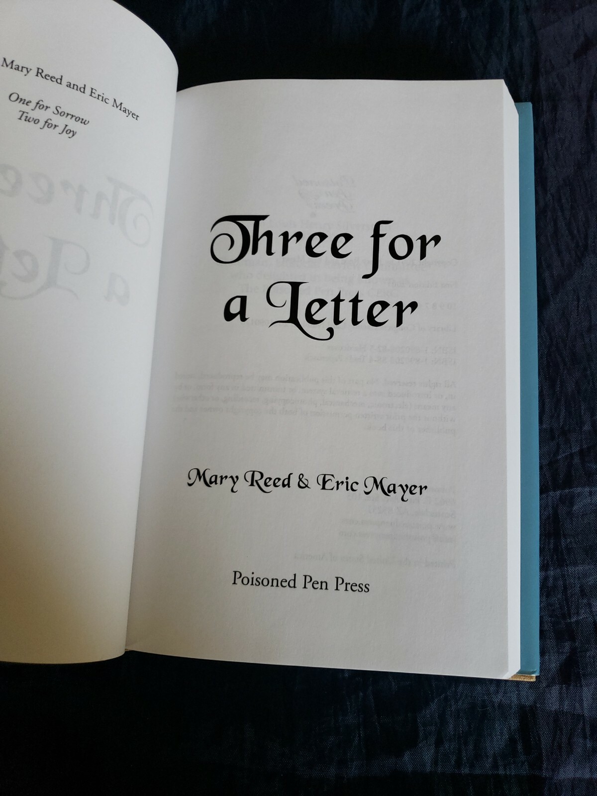 John the Eunuch Mysteries: Three for a Letter Mary Reed & Eric Mayer HCDJ 1st Ed