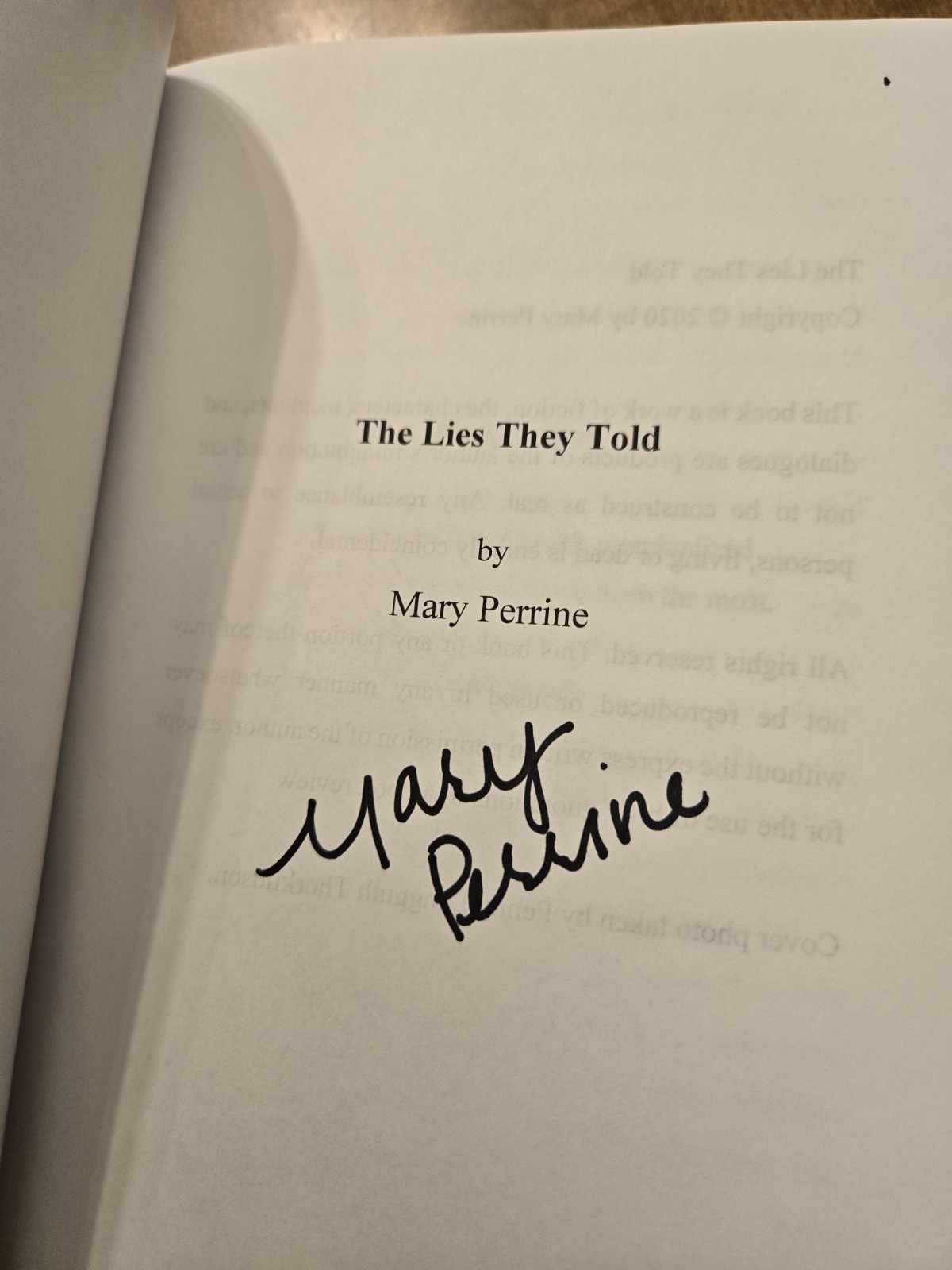 The Lies They Told by Mary Perrine Minnesota Mystery Signed By The Author PB