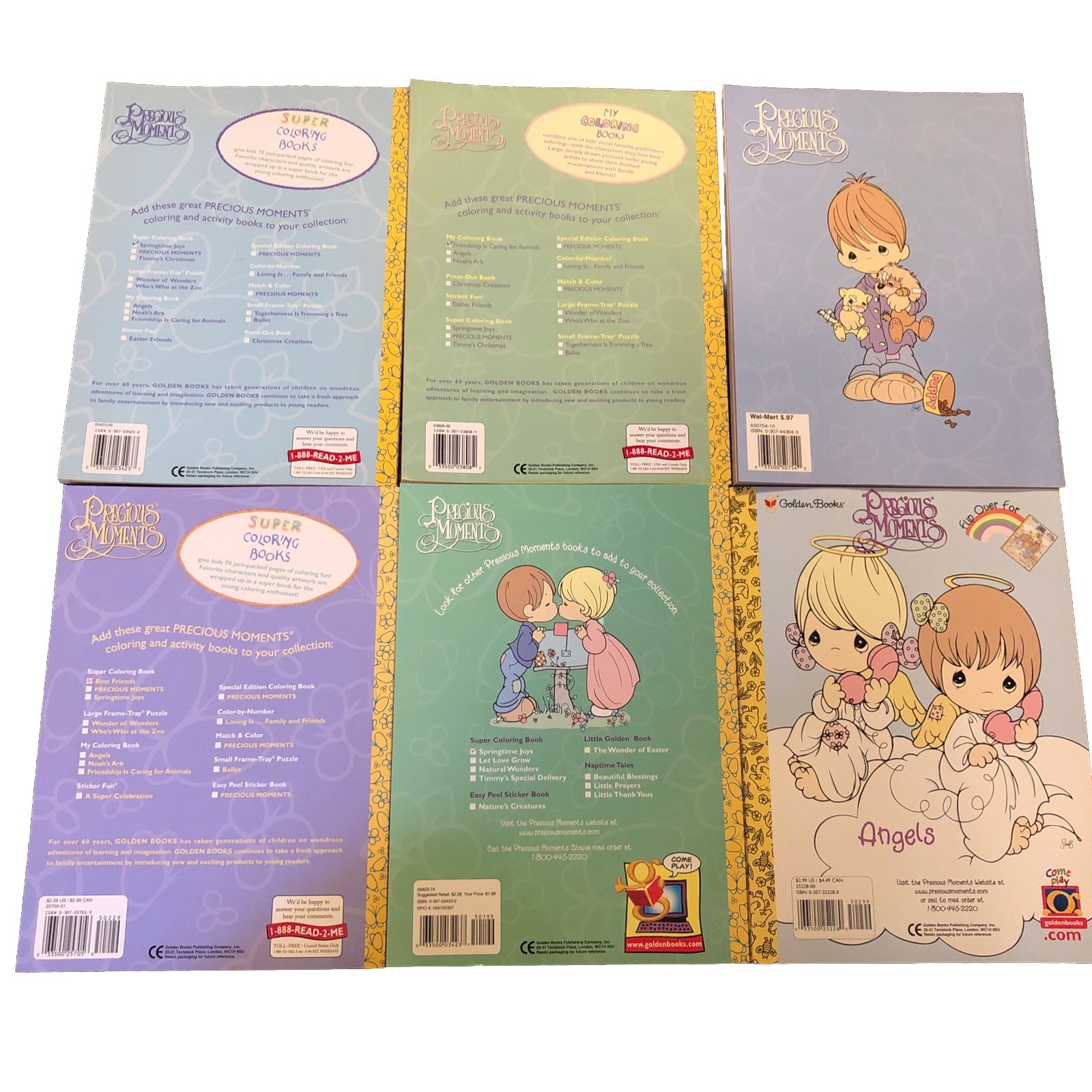 Precious Moments Coloring Book Lot of 6 Unused New 1990s, Vintage Golden Books