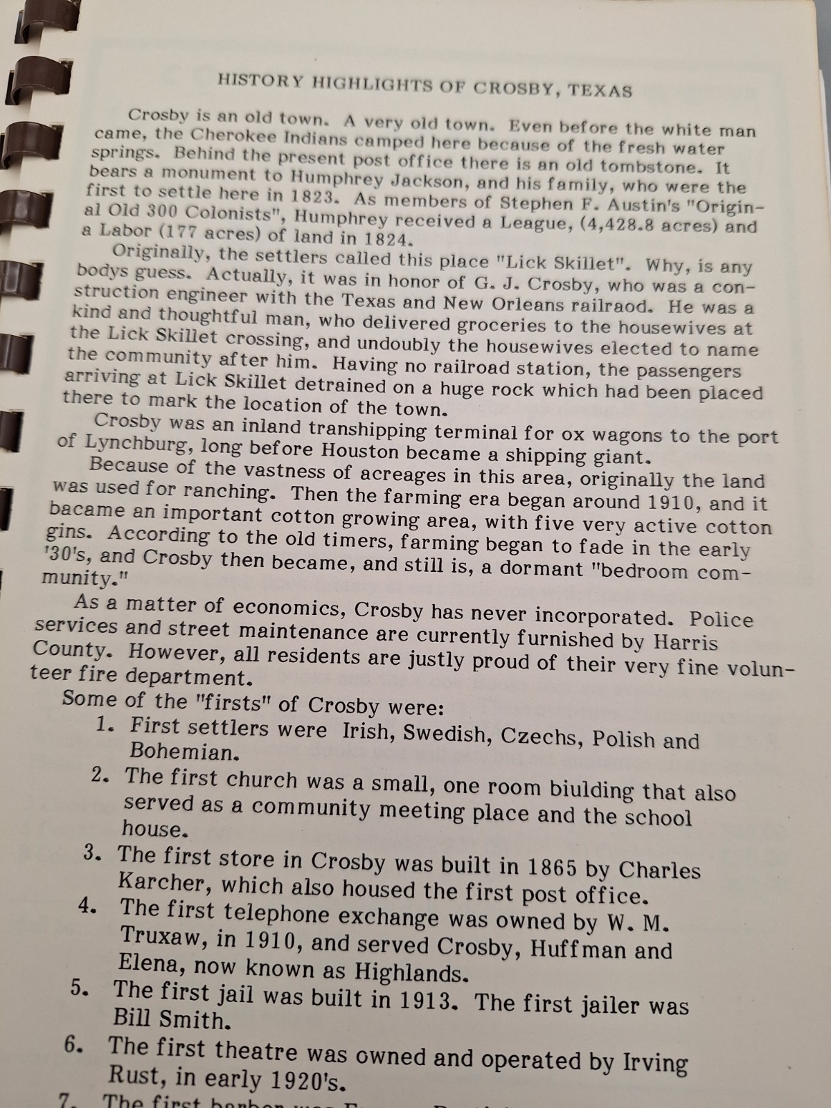 Crosby American Legion Auxiliary Unit #658 ~ Home Town Recipes ~ Crosby, TX