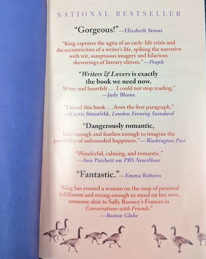 Writers & Lovers by Lily King: 1st. Edition, VG Condition, Paper Back