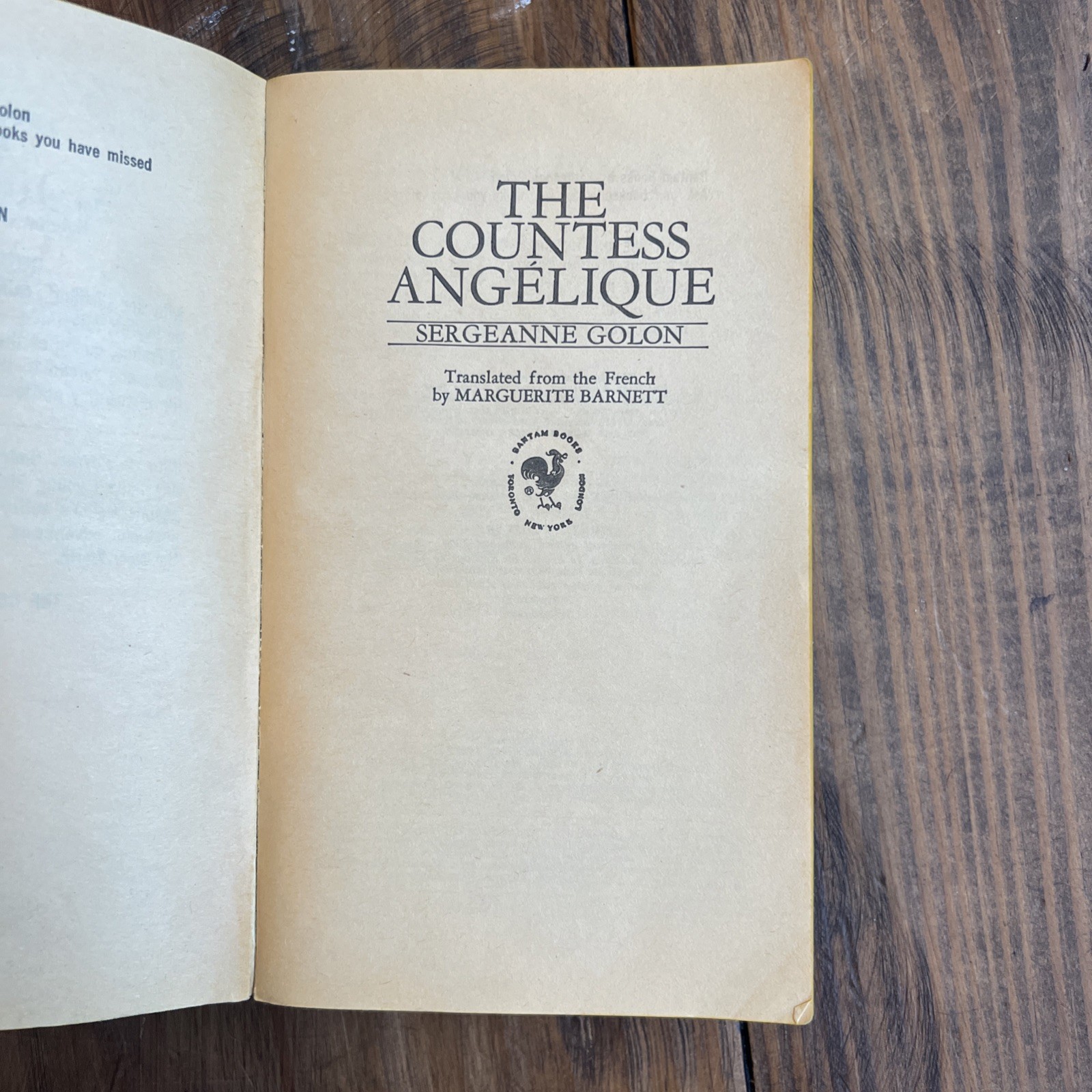 Countess Angelique Sergeanne Golon 1969 Bantam Paperback Historical Romance