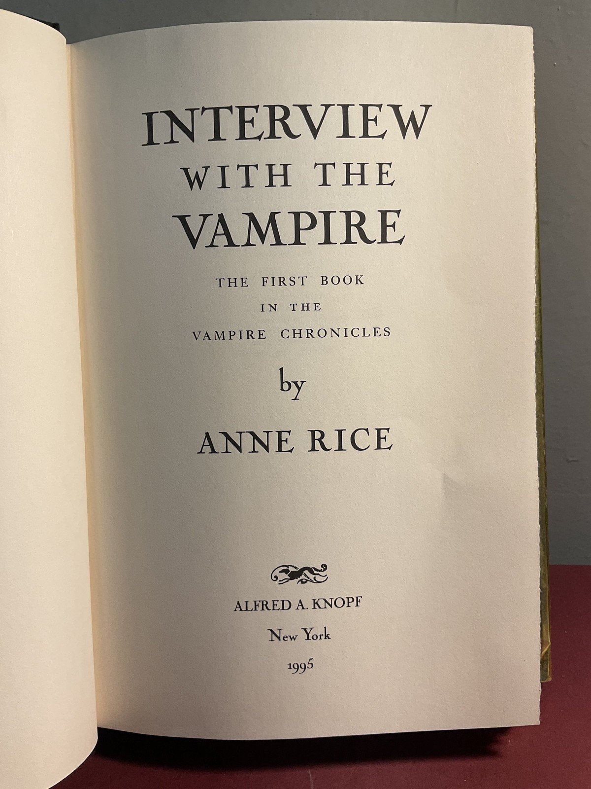 Interview With The Vampire Anne Rice 1995 Twelfth Printing Hardcover Inscribed