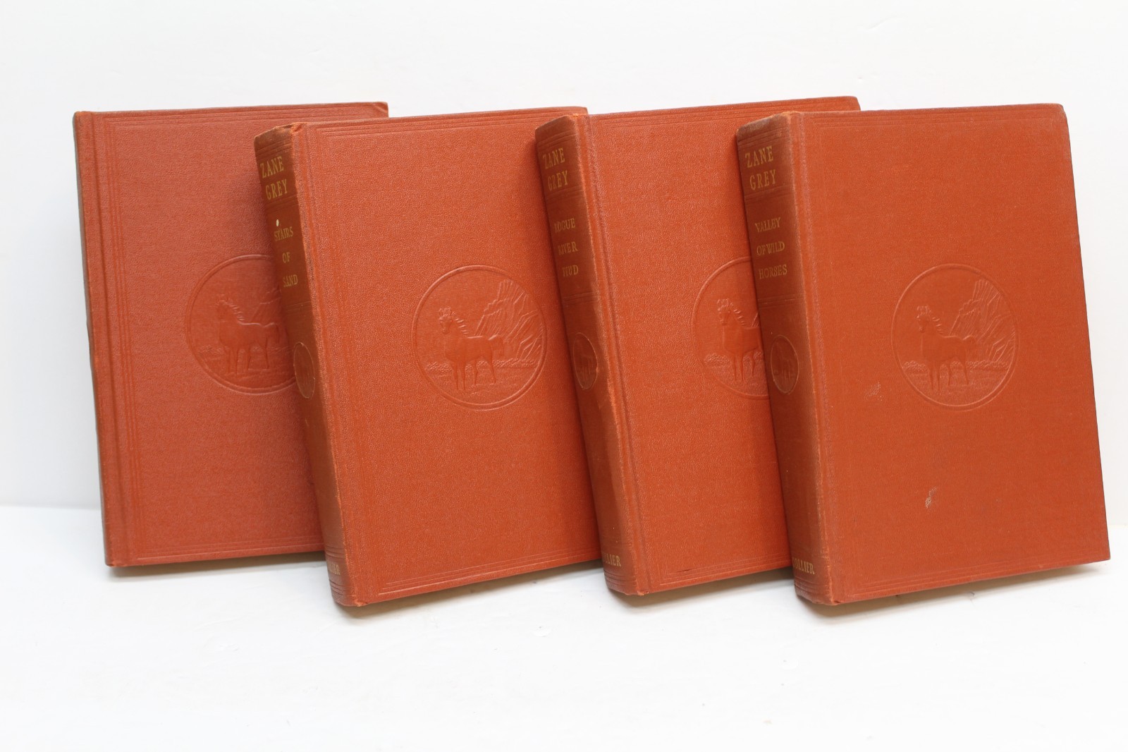 4 pc lot Vintage Zane Grey Hardcover Western Books P.F. Collier 1920s-1940s