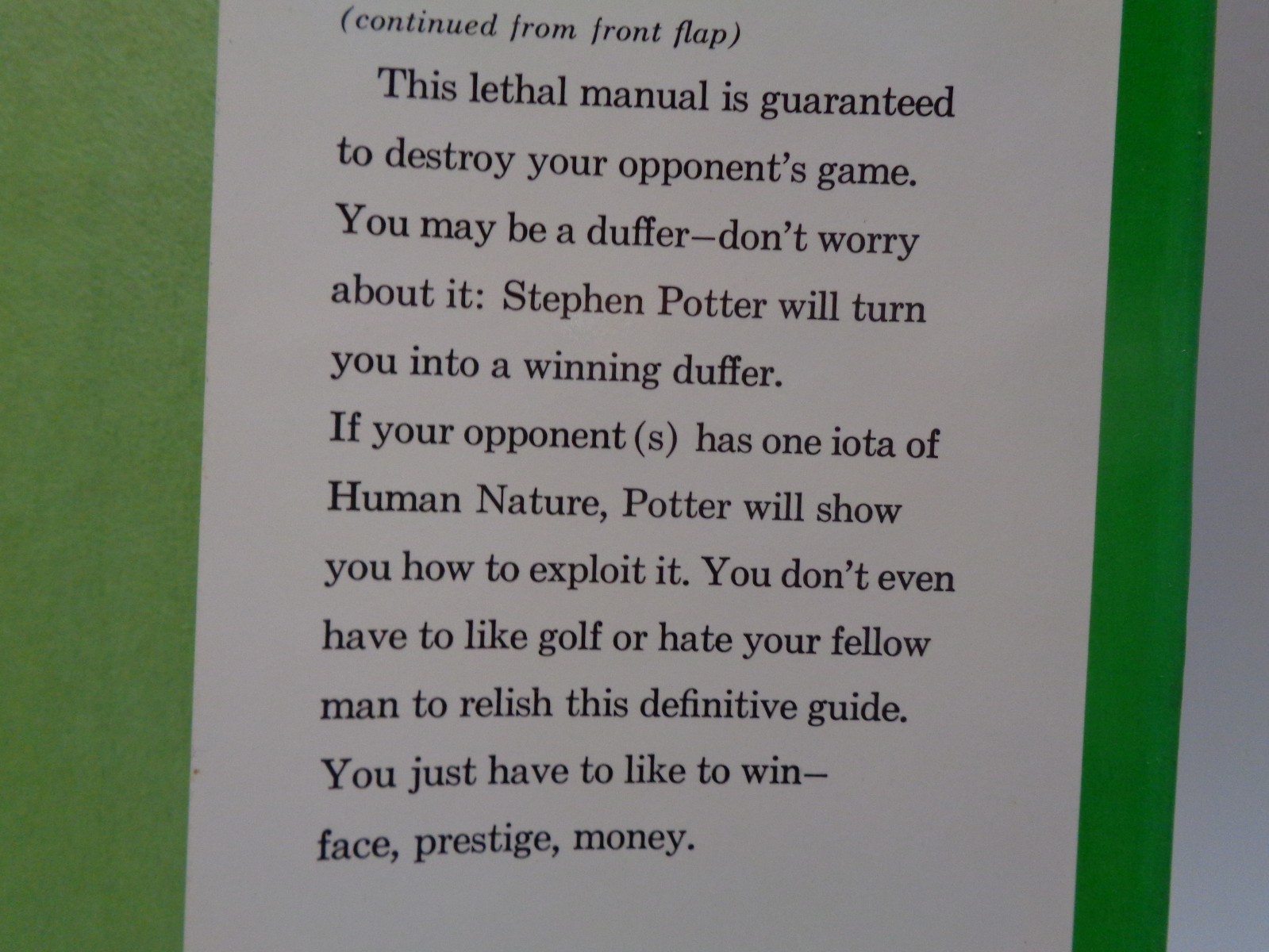 „Golfmanship“ By Stephen Potter 1968 First Edition Hardcover. Witty, Urbane.