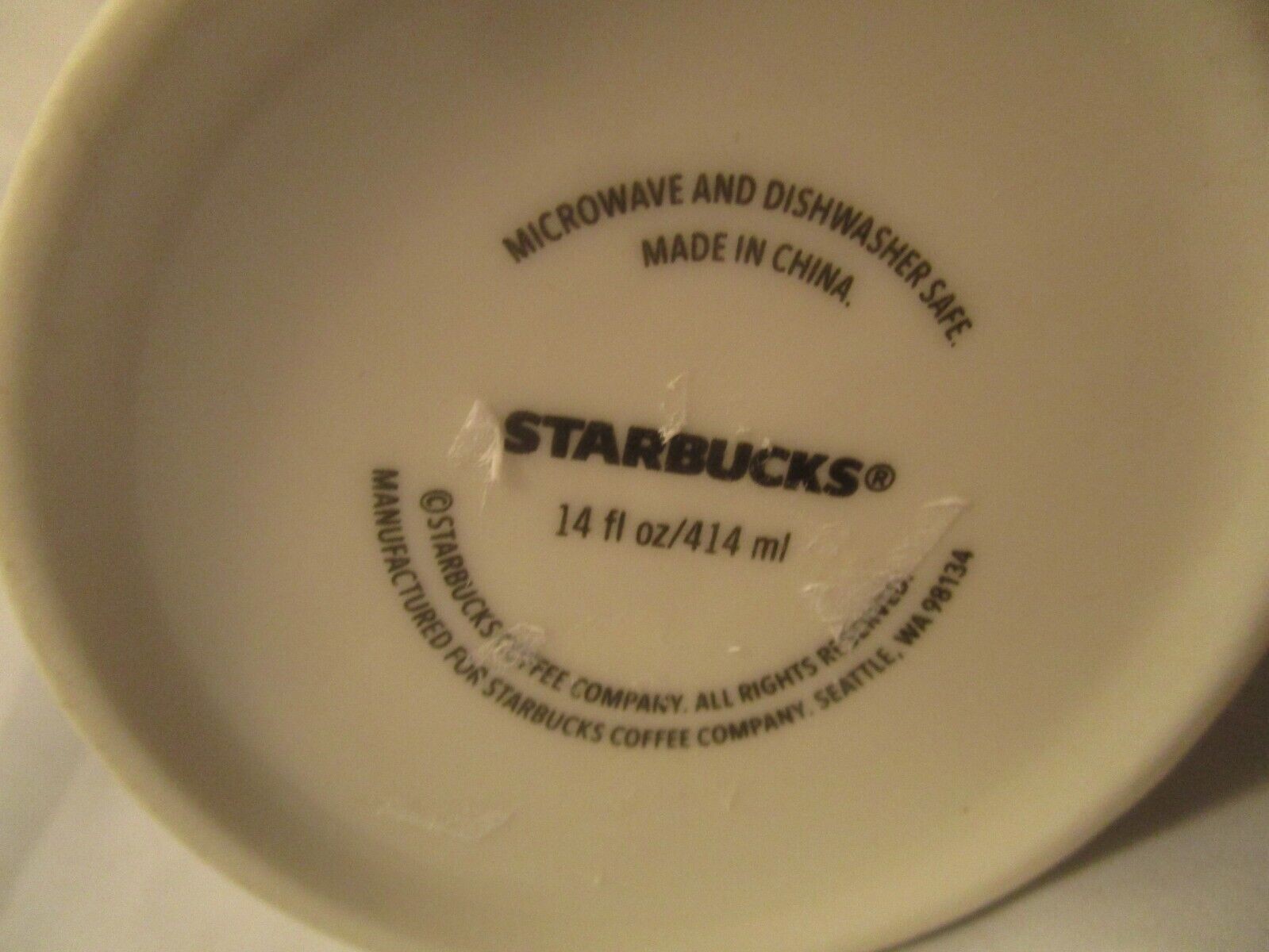 STARBUCKS 14 OZ GREEN SIREN MERMAID LOGO WHITE D HANDLE COFFEE MUG CUP