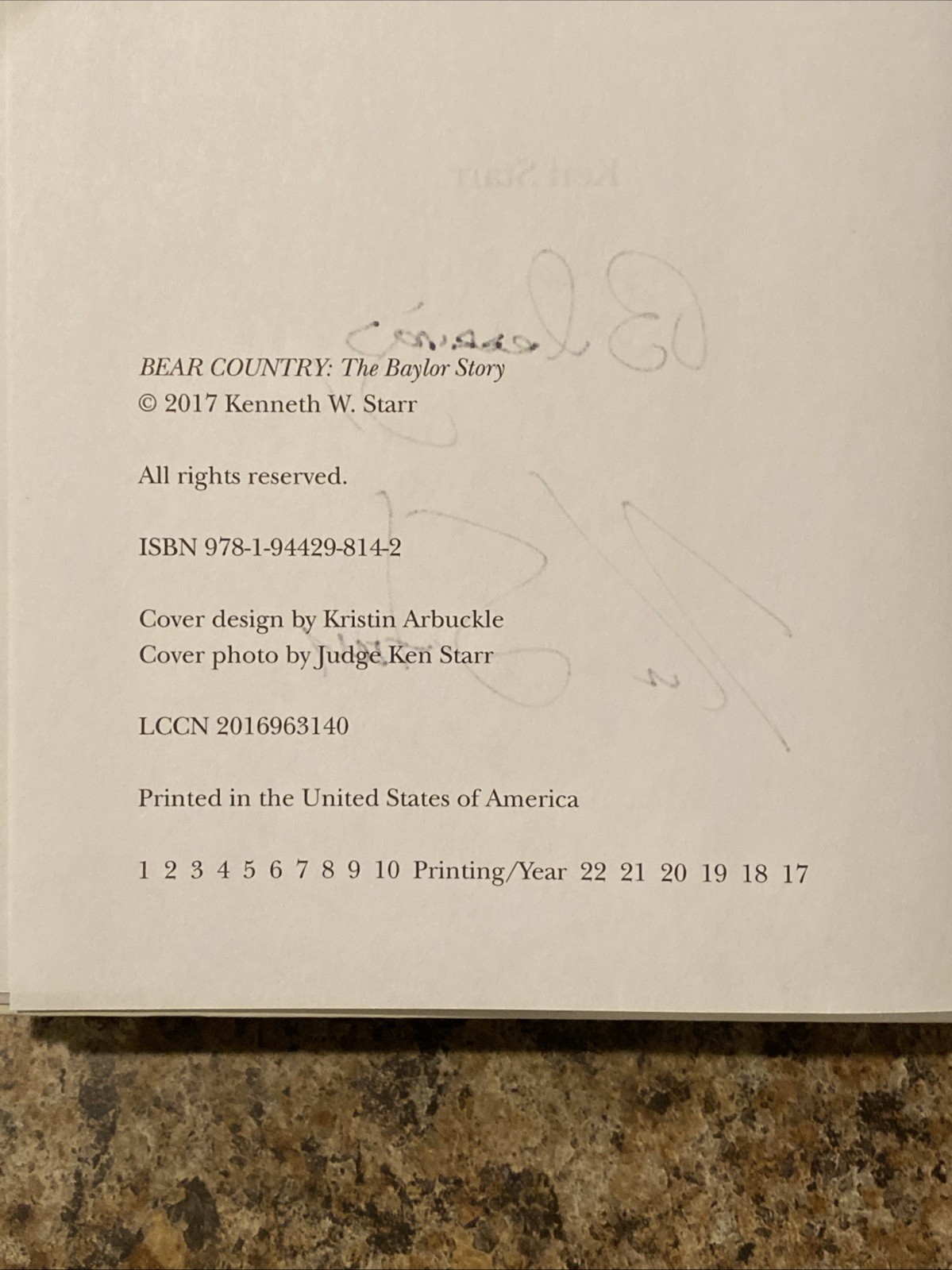 Bear Country SIGNED by Ken Starr – Baylor University – 1st Prt / 1st Ed Fine HC