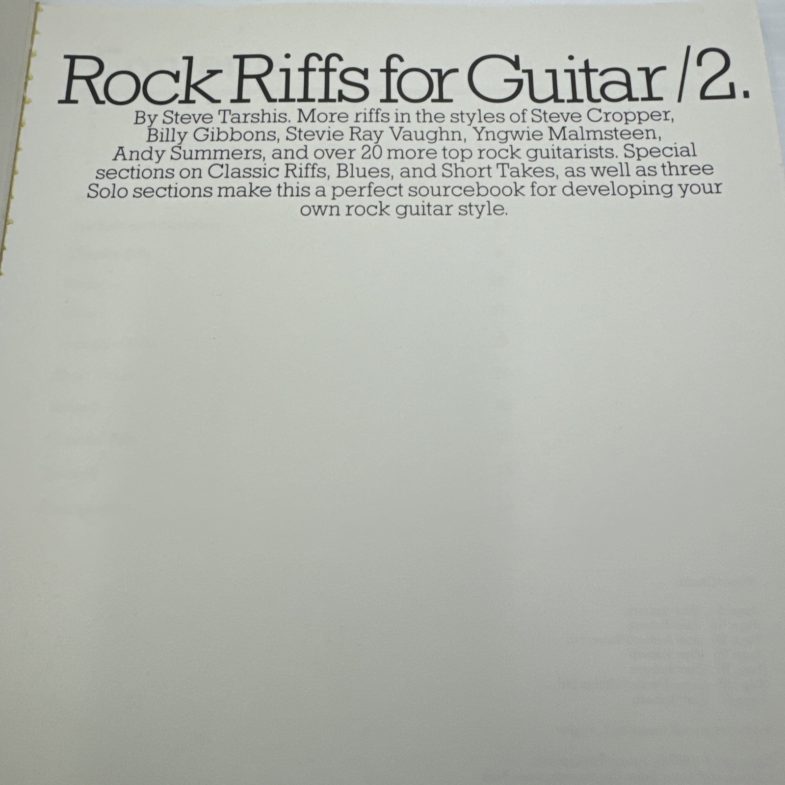 Rock Riffs for Guitars /2 Steve Tarshis 1987 PB Amsco Publications Rock Guitar