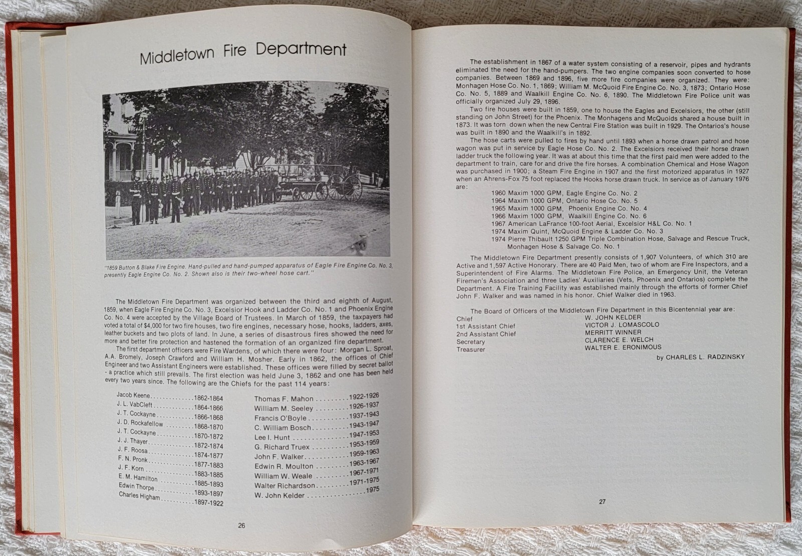 Orange County (New York) Firemen In-Service – HC – 172 Pages – June 1976 – Nice
