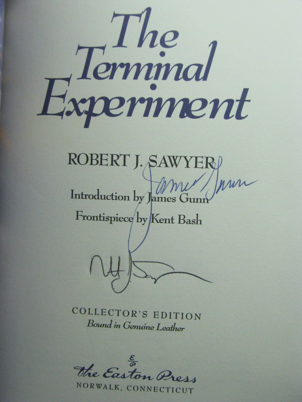 signed by 2 (author,intro), The Terminal Experiment, Robert Sawyer, Easton Press