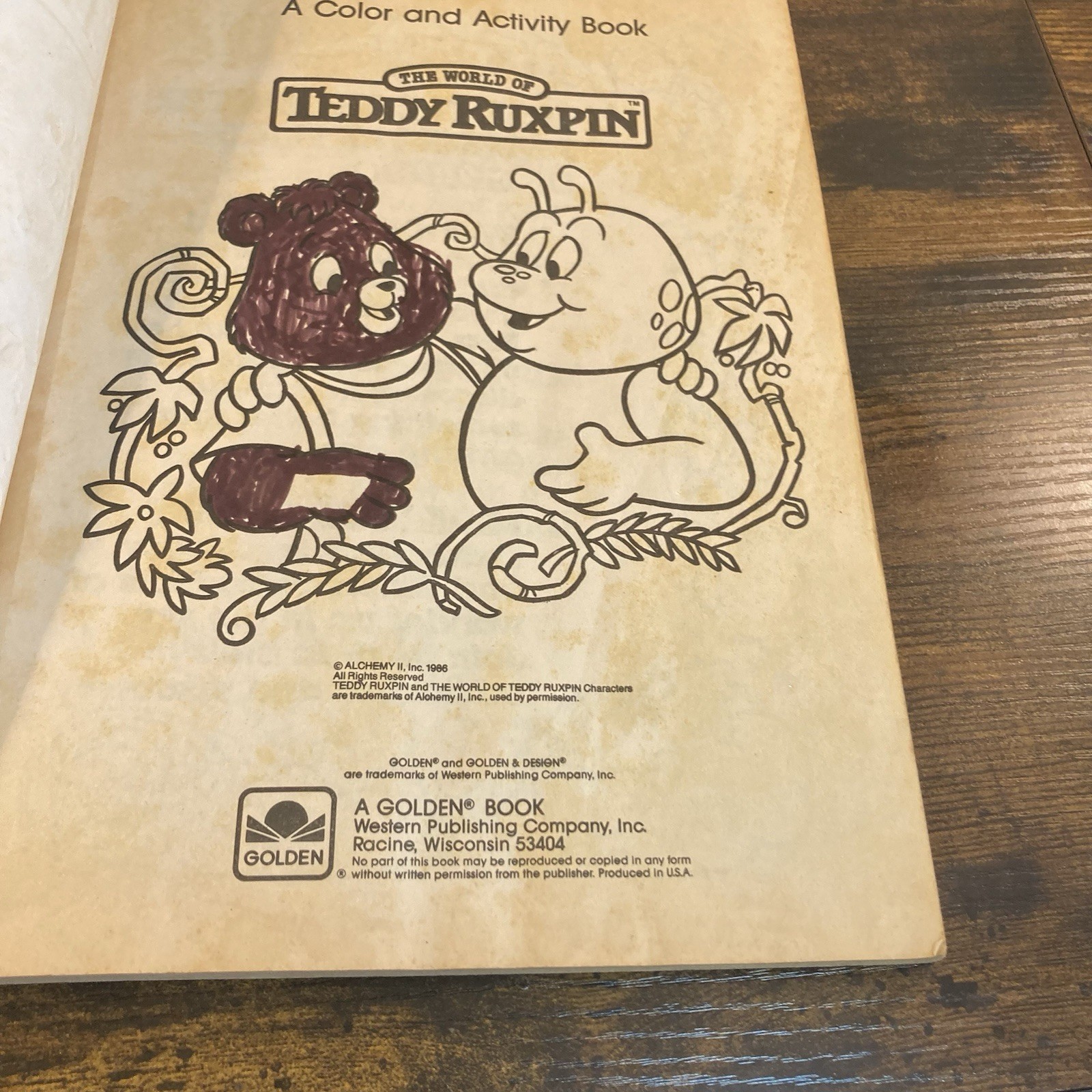Teddy Ruxpin Coloring Activity Book 108 Clean Pages Golden 1986
