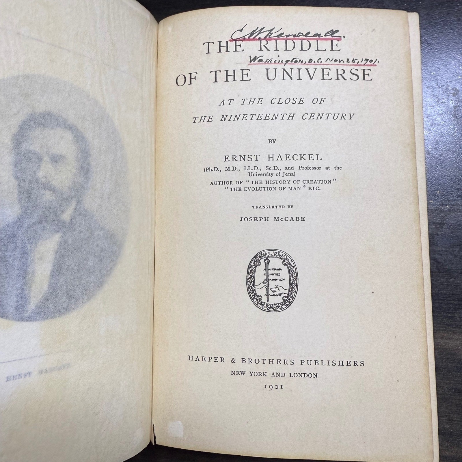 The Riddle of the Universe by Ernst Haeckel 1901 Hardcover Book