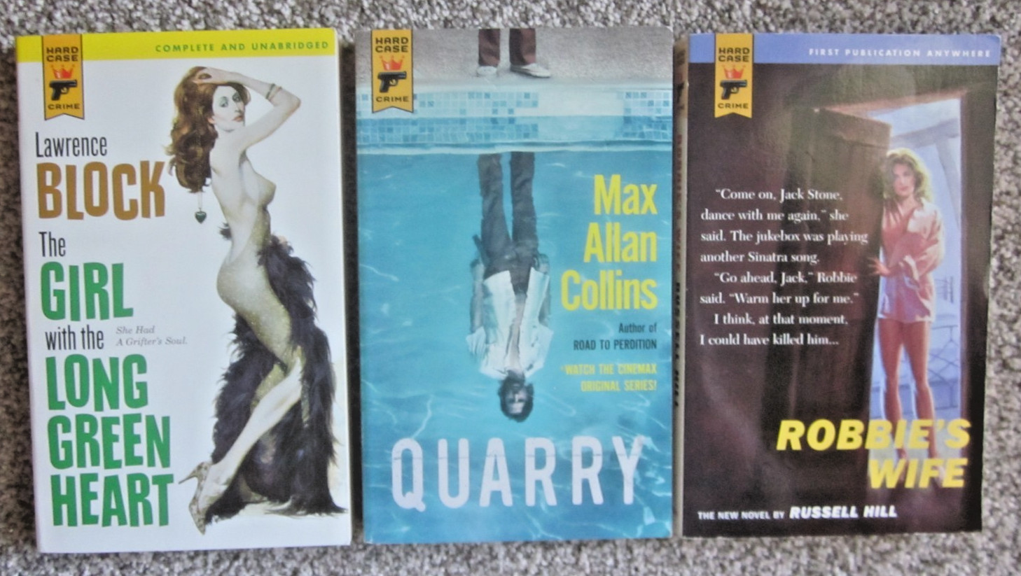 HARD CASE CRIME BOOK LOT / 4PB + 1HC / COLLINS, WESTLAKE, CRICHTON, BLOCK, HILL