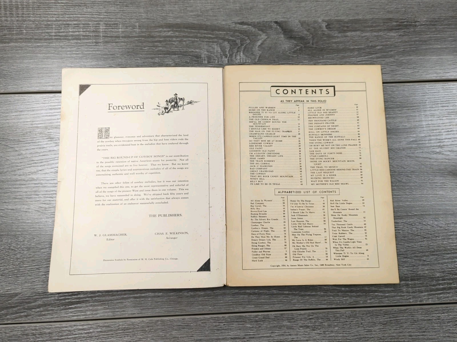 The Big Round Up of Cowboy Songs Amsco Music Sales Company 1934 Vintage