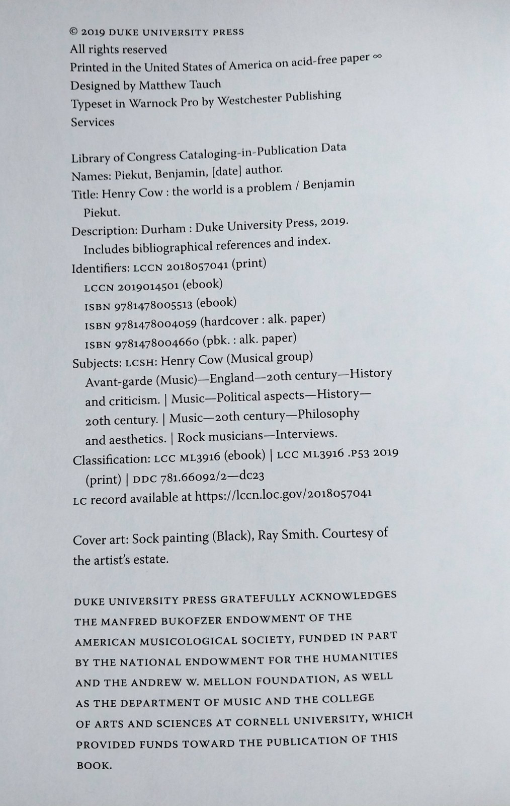 Henry Cow – The World Is a Problem – Duke University Press 2009