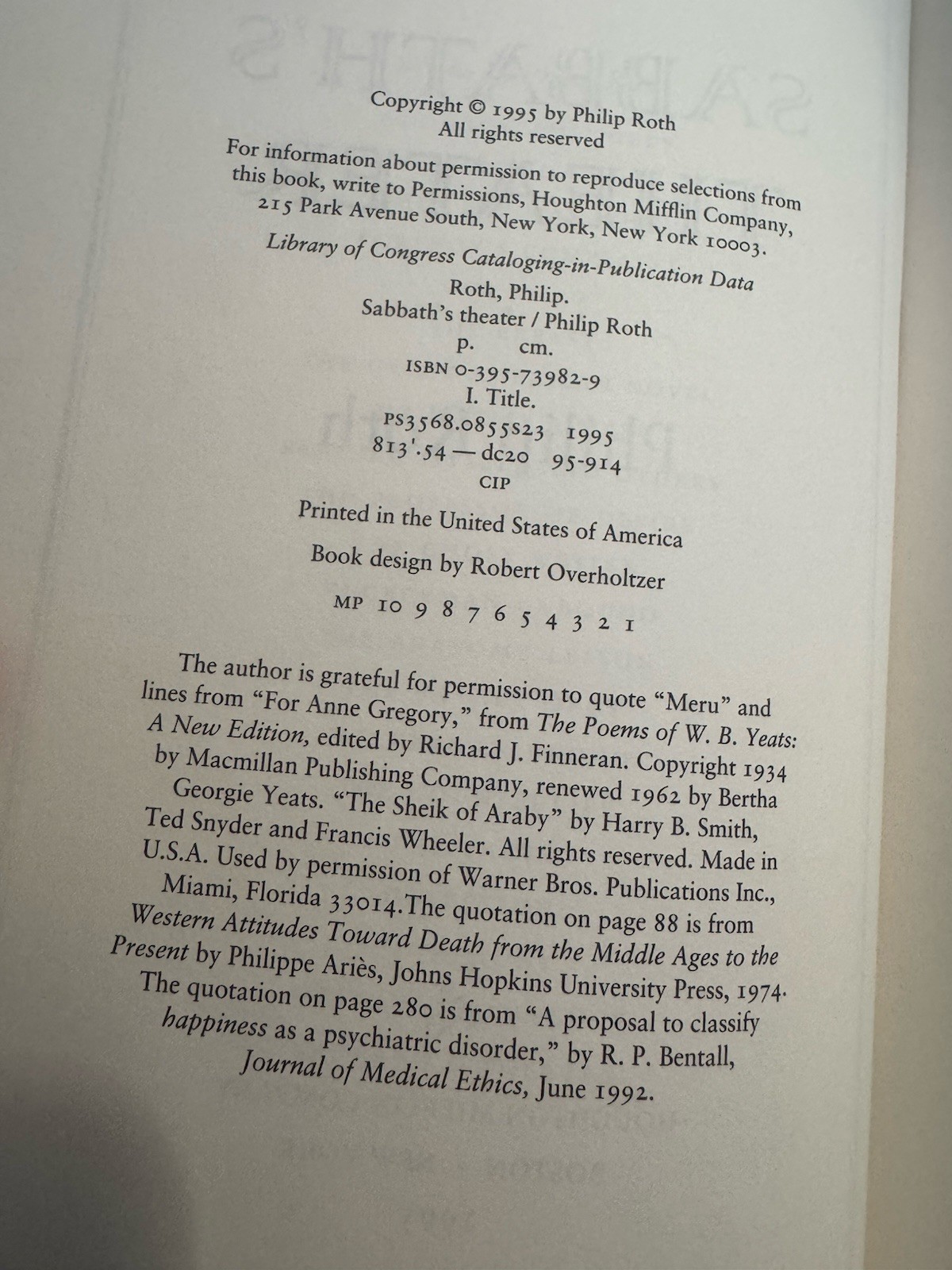 Philip Roth 1st Editions of Sabbath’s Theater and I Married a Communist Bundle