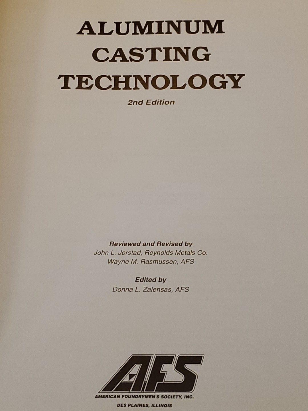 1993 Aluminum Casting Technology Book 350+ Pages American Foundrymen’s Society