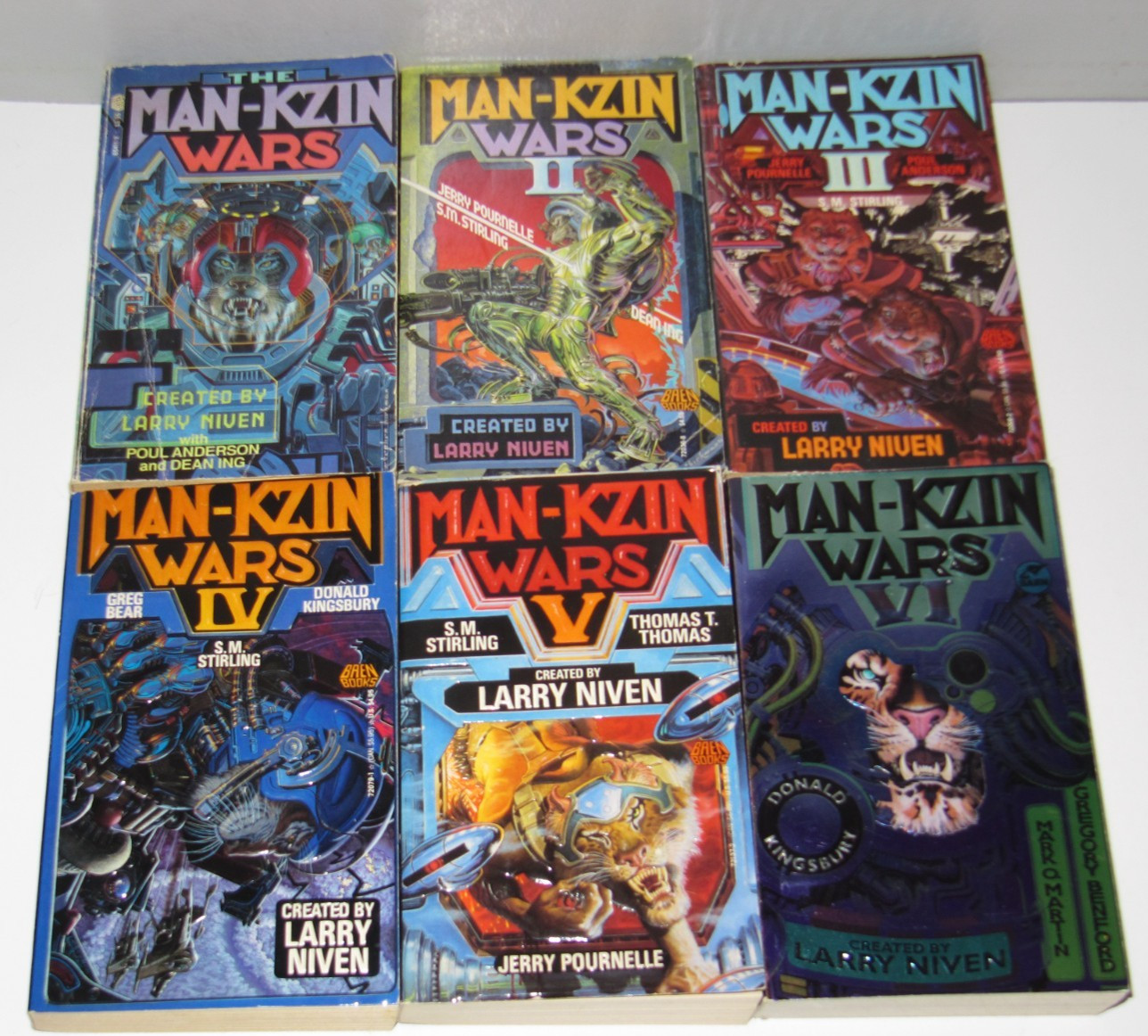 The Man-Kzin Wars #1-6 PB Science Fiction Baen Books created by Larry Niven