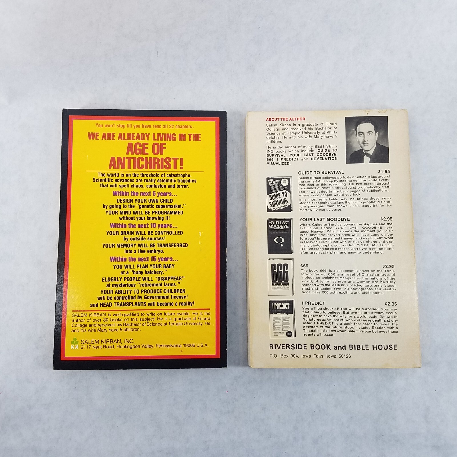 Salem Kirban Lot of 2 Softcovers – The Rise of Antichrist & 1000 – NO TEXT MARKS
