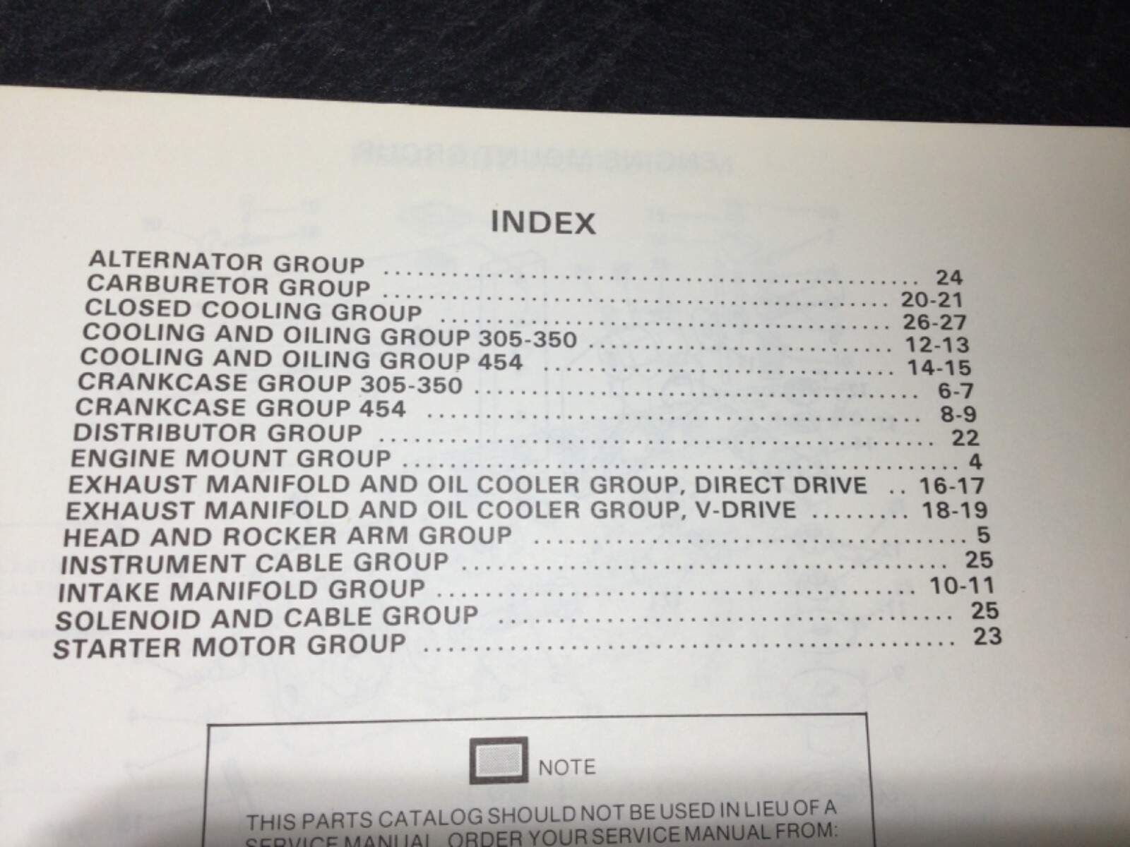 1981 OMC Inboards Parts Catalog GM 305 5.0L V8, GM 350 5.7L, GM 454 7.4L V8