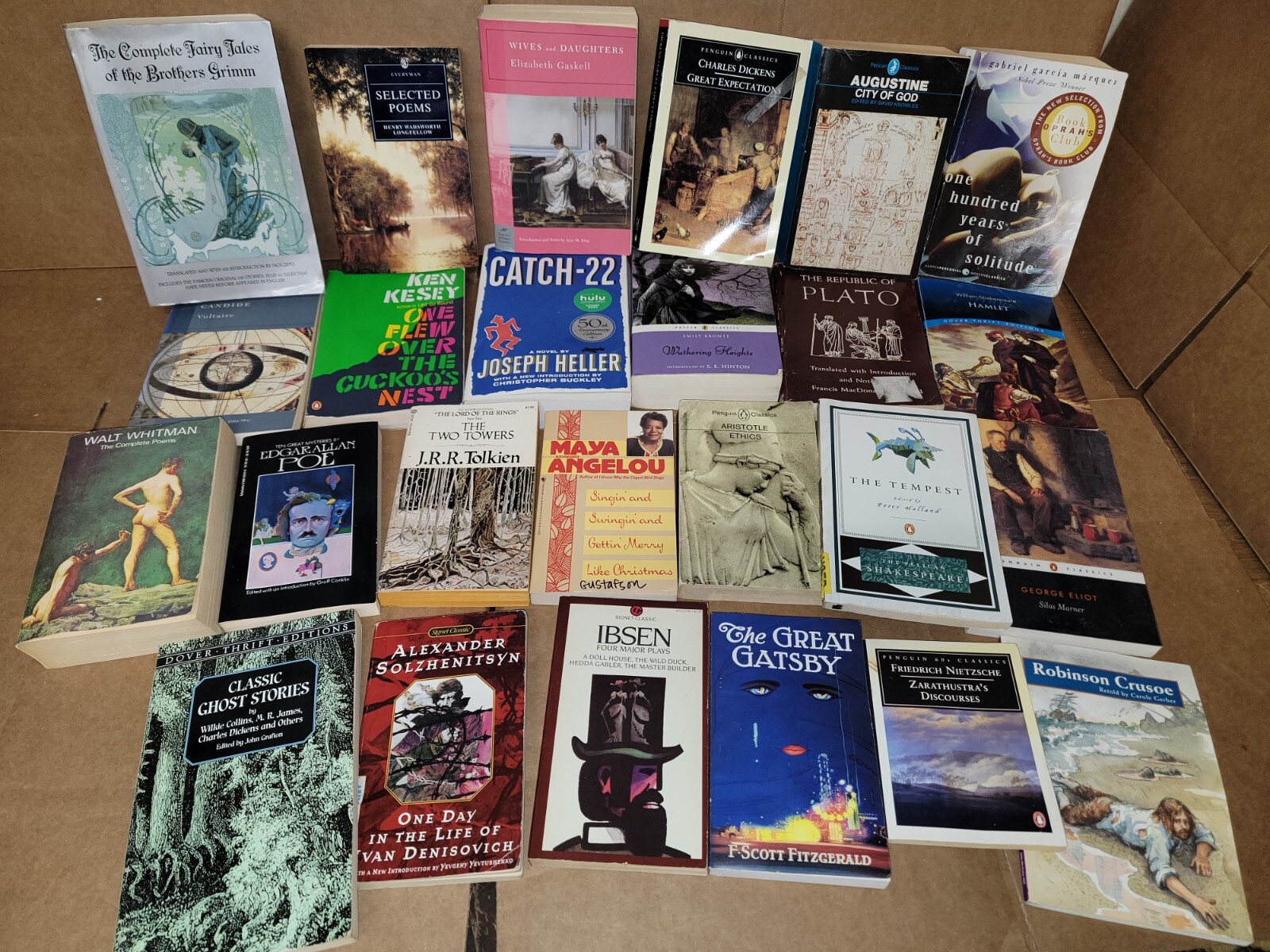 Lot of 10 Classic Paperback Literature Book Penguin Orwell Dickens Steinbeck Mix
