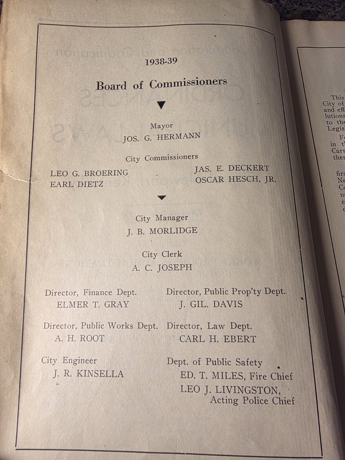 1939 Ordinances & Municipal Laws Newport Kentucky WPA City Code Book