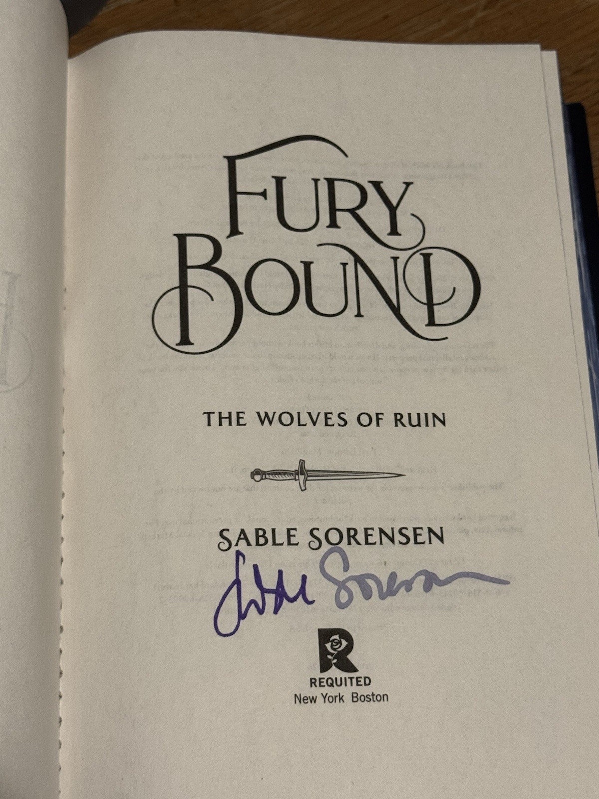 Fury Bound Sable Sorensen Deluxe Limited Edition Hand Signed Wolves Of Ruin New